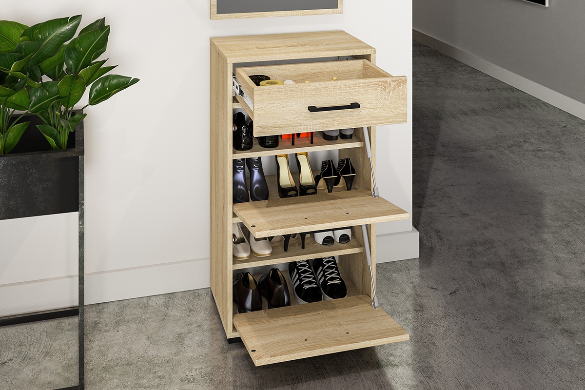 Botník Migoz 50 cm s výklopnými dvířky a zásuvkou - dub sonoma světlý Skříňka pro předsíně