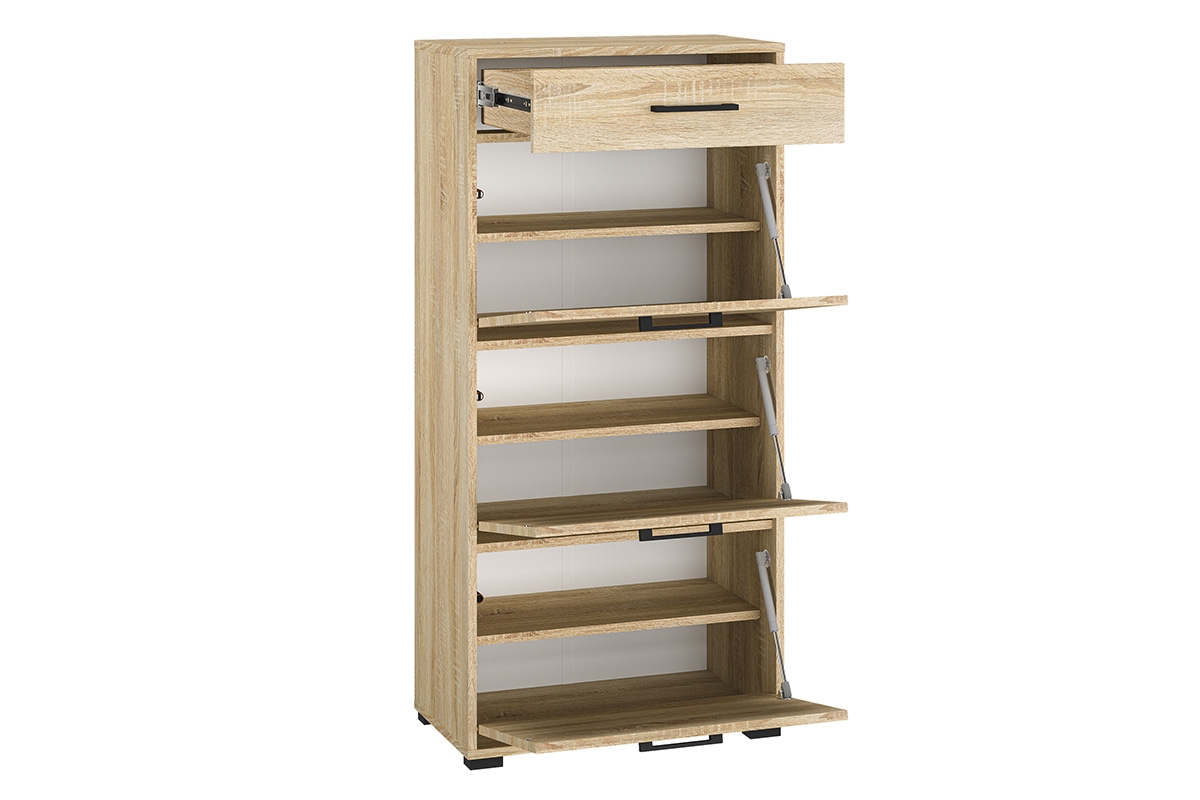 Botník Migoz 60 cm s výklopnými dvířky a zásuvkou - dub sonoma světlý Skříňka na boty pro předsíně