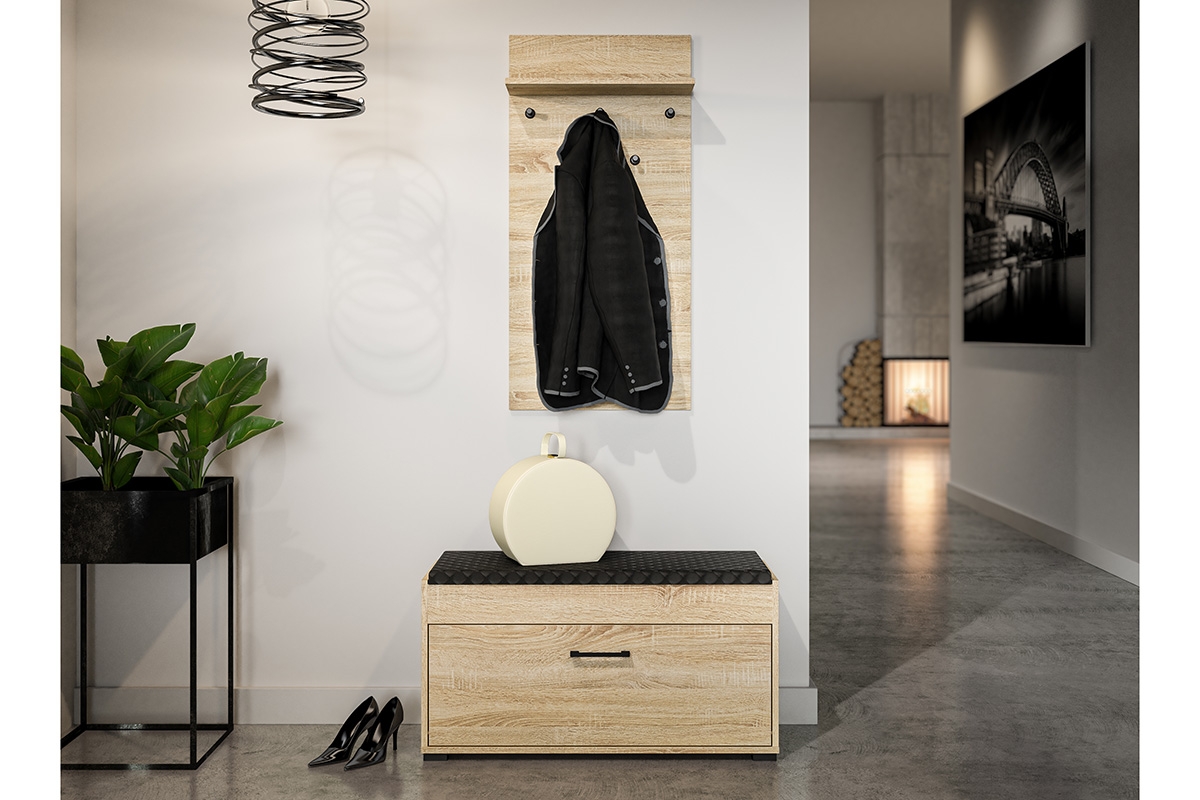 Věšák Migoz 50 cm pro předsíň s policí - dub sonoma světlý Věšák pro předsíně