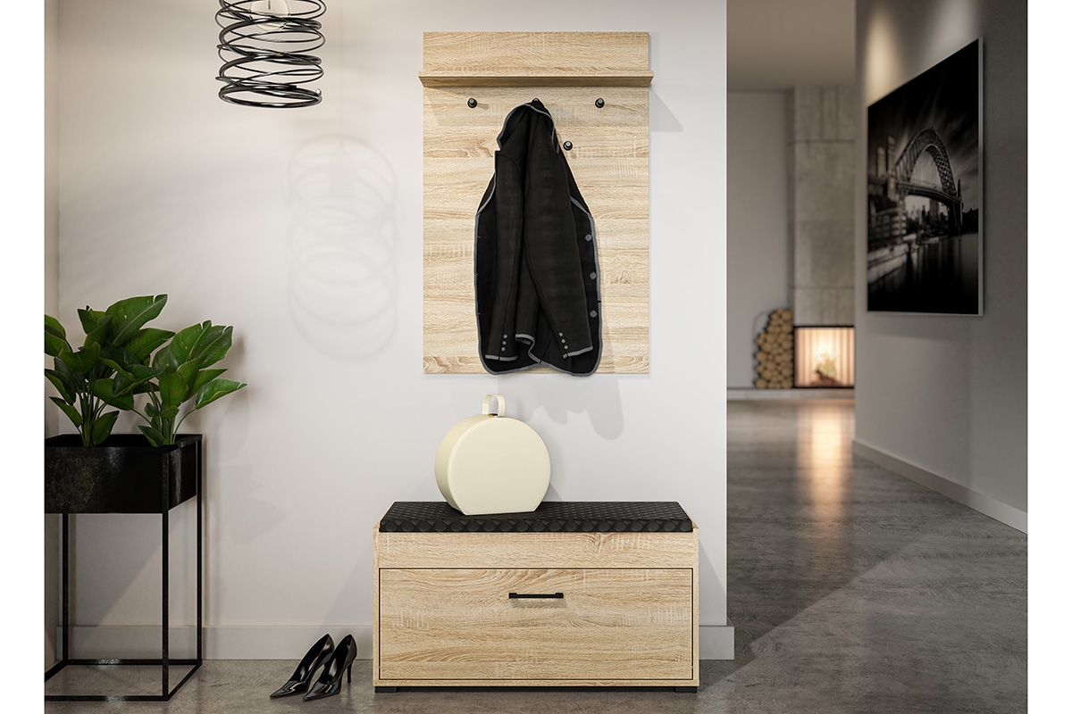 Věšák Migoz 68 cm pro předsíň s policí - dub sonoma světlý Věšák pro předsíně