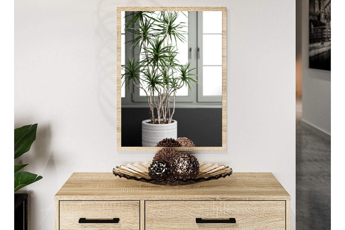 Závěsné zrcadlo Migoz 50 cm pro předsíň - dub sonoma světlý Zrcadlo pro předsíně