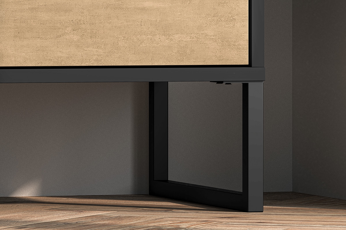 Regál Kawana 04 so zásuvkou 80 cm na kovových nohách - čierny / craft zlaté / oceľ premium Regál z szuflada Colt 04 na kovových nohách 80 cm - Čierny / craft zlaté / oceľ premium - metalowy Rošt