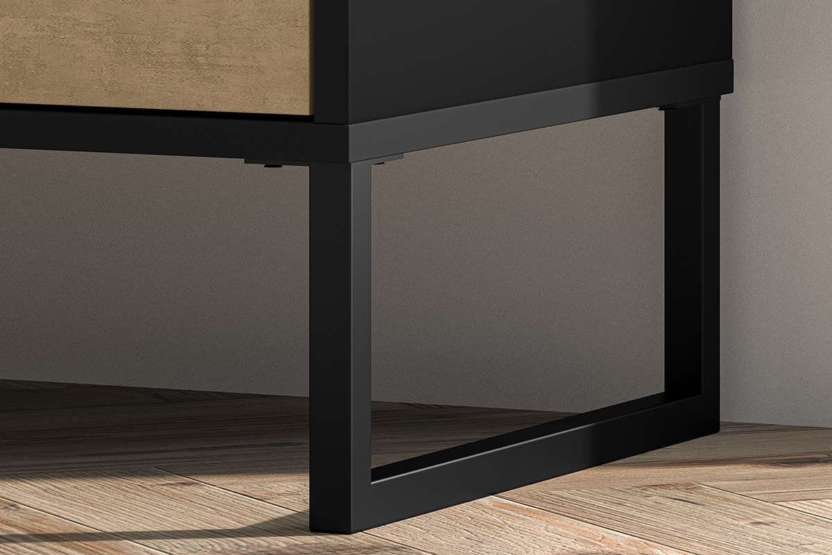 Komoda so zásuvkami Kawana 05 na kovových nohách - Čierny / craft zlaté / oceľ premium Komoda so zásuvkami Colt 05 na kovových nohách - Čierny / craft zlaté / oceľ premium - metalowy Rošt
