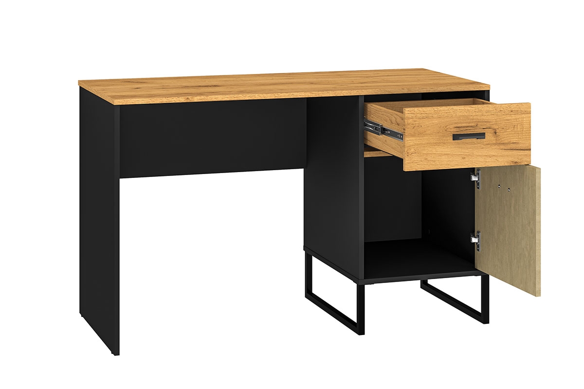Psací stůl Kawana černá / dub craft / ocel premium psací stůl mlodziezowe Colt 07 - Černý / craft Podstavec / ocel premium - wnetrze