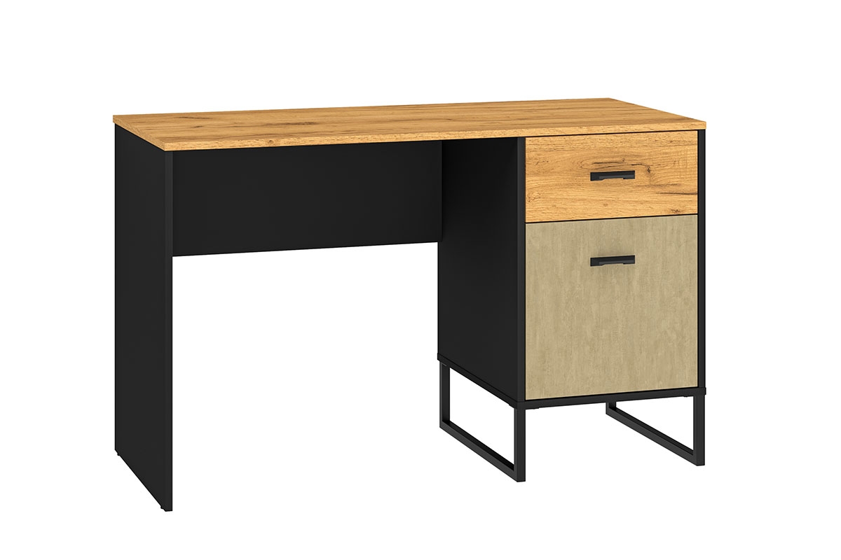 Psací stůl Kawana černá / dub craft / ocel premium psací stůl mlodziezowe Colt 07 - Černý / craft Podstavec / ocel premium