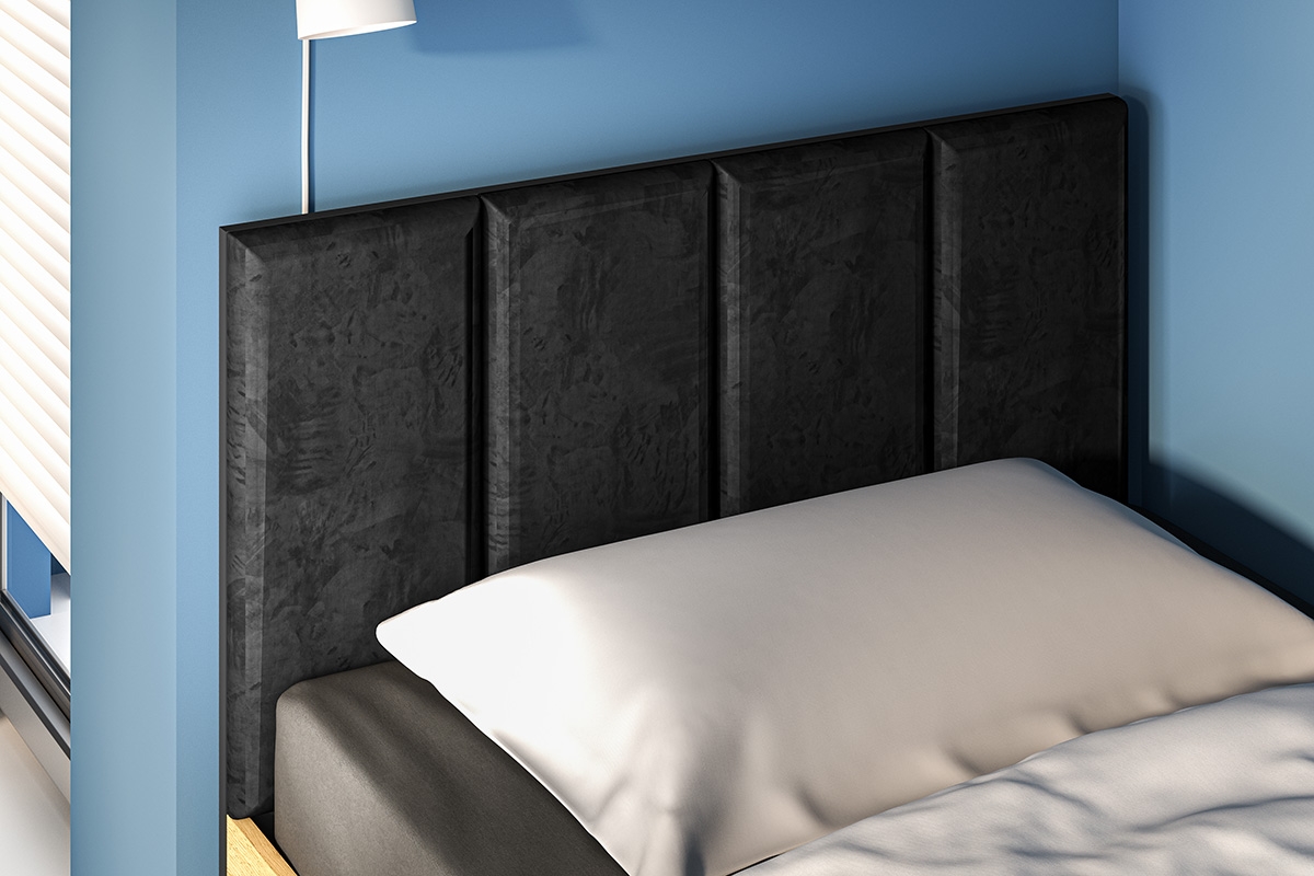 Studentská postel Kawana 90x200 s roštem a zásuvkou - černá / zlatý dub craft Postel pro mládež 90x200 ze stelazem i szuflada Colt 10 - Černý / craft Podstavec - wysokie wezglowie