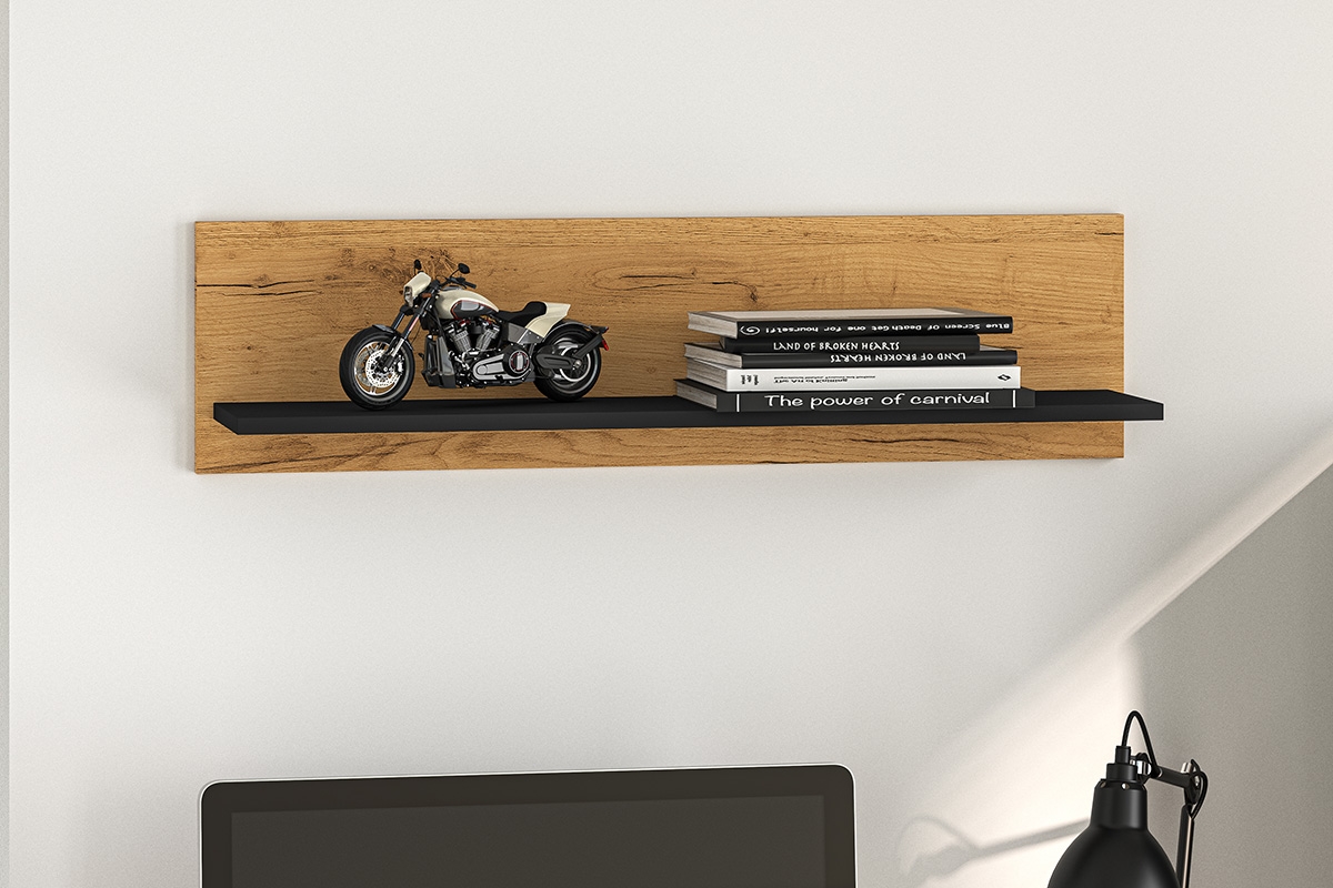 Závěsná police Kawana 110 cm - černá / dub craft police závěsná 110 cm Colt 11 - Černý / craft Podstavec - aranzacja