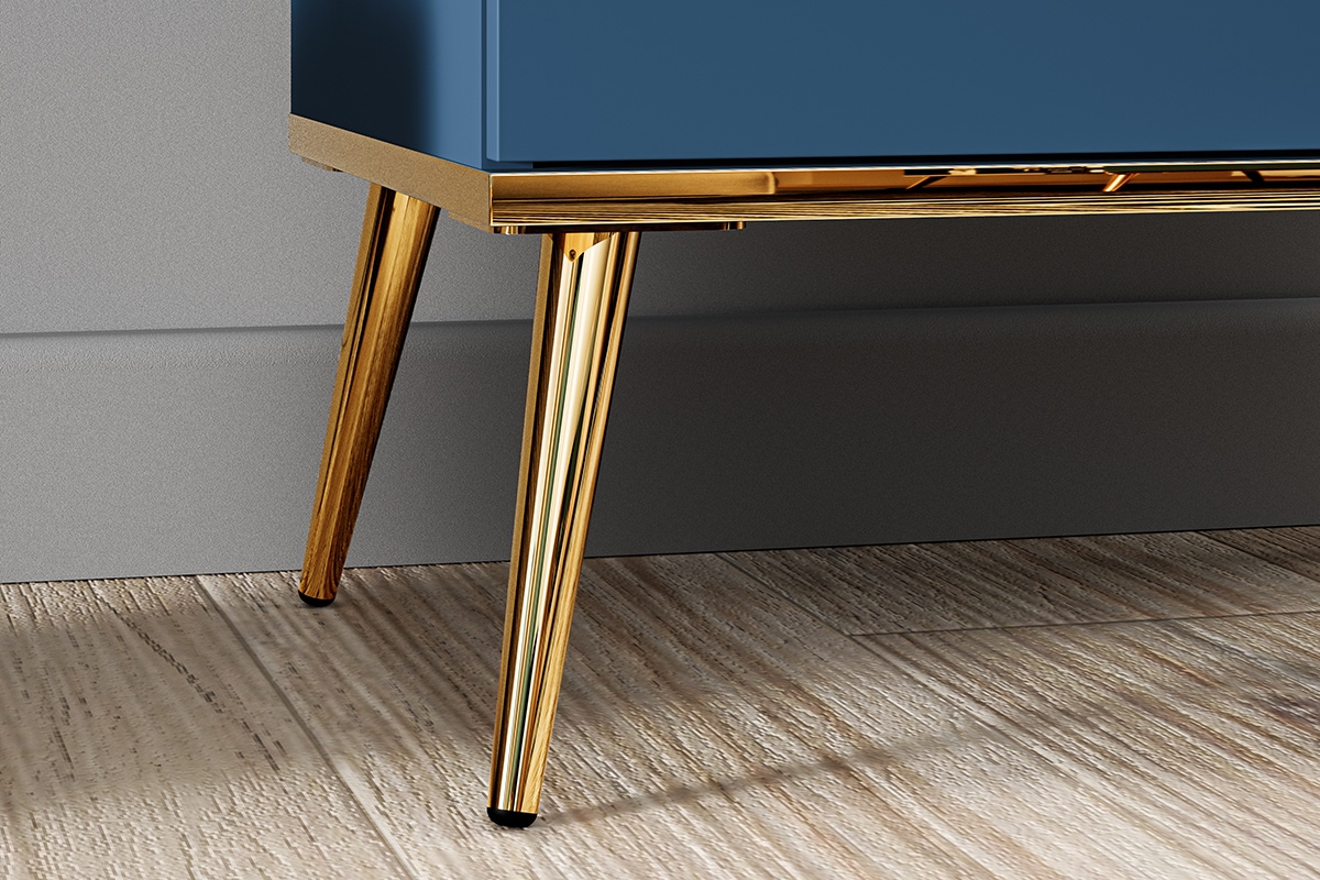 Vitrína Naemo 01 presklená 55 cm - blankyt tmavý / zlaté nožičky zlaté nožičky