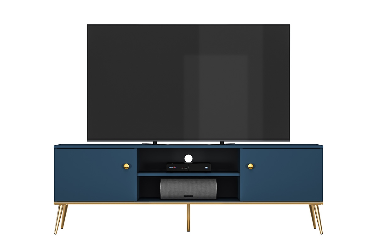 TV skrinka dvojdverová Naemo 05 - Blankyt tmavý / zlaté Granátová Skrinka na zlotych nogach