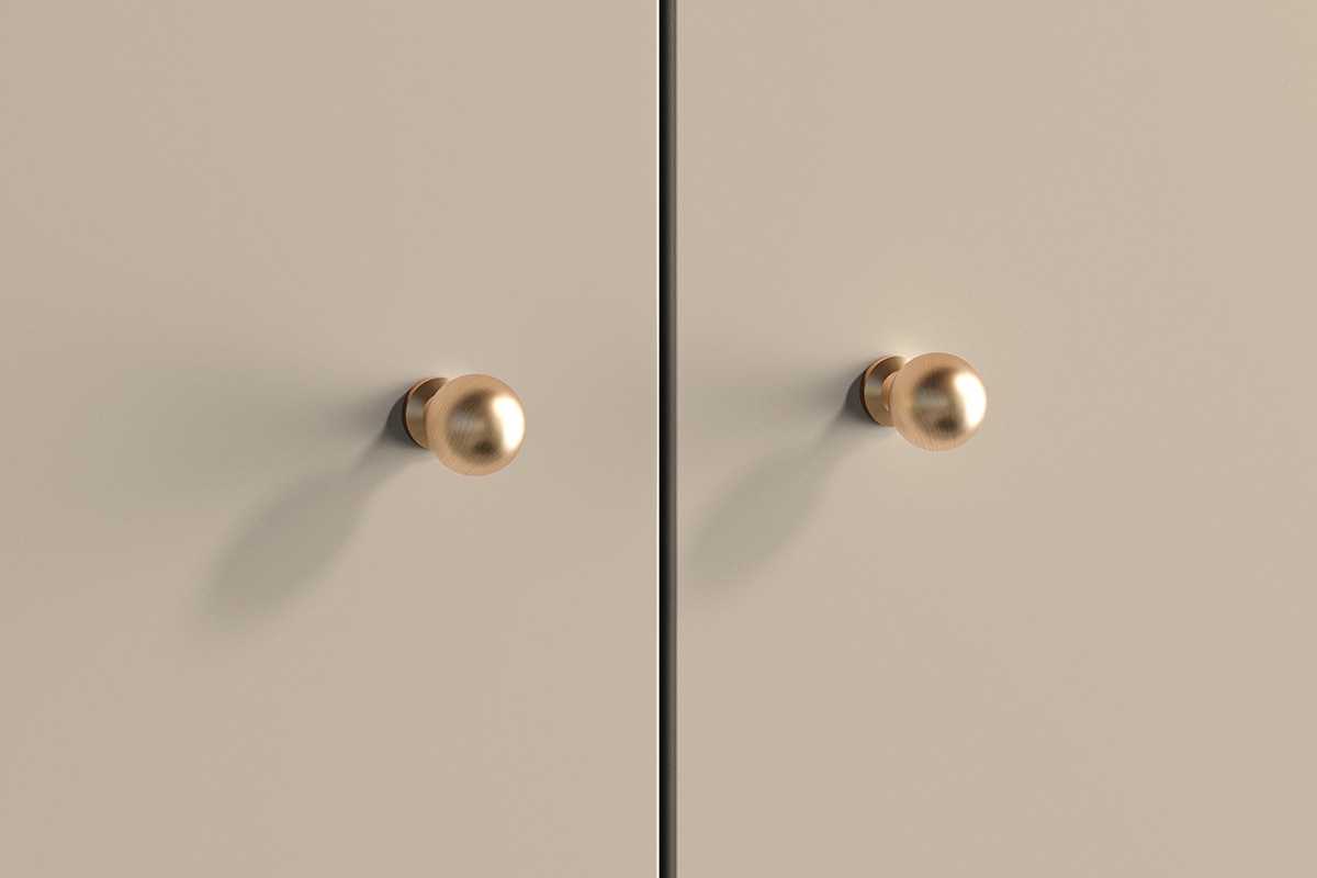 Skriňa dvojdverová Jamuzi 92 cm - kašmír / čierne nožičky zlaté úchyty