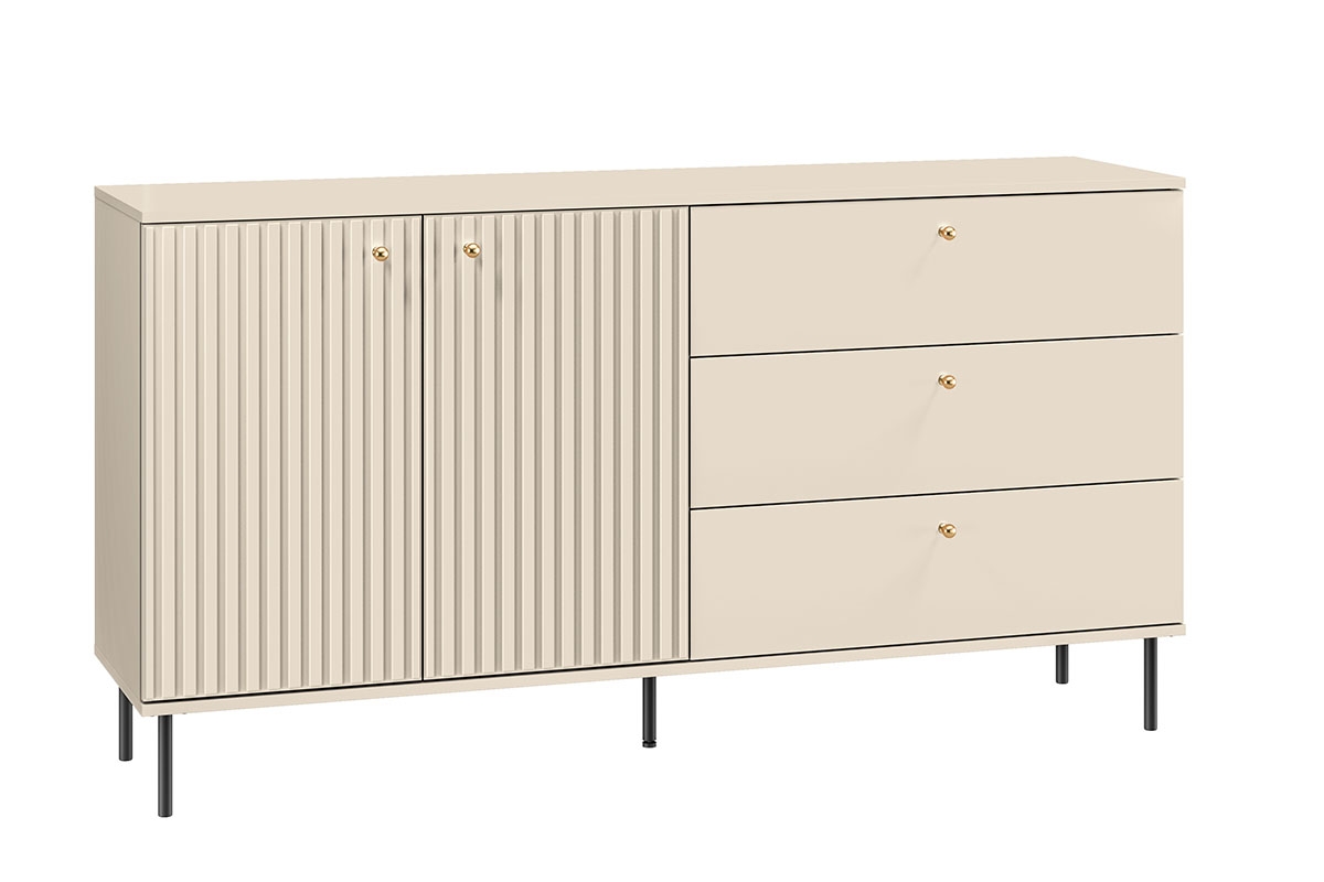 Komoda Jamuzi 160 cm se zásuvkami - kašmír / černé nožky Béžová Komoda