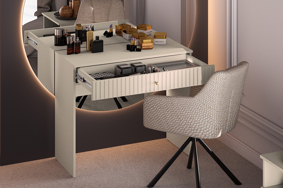 Toaletní stolek Jamuzi 92 cm - kašmírová / černé nožky Toaletní stolek se zásuvkou