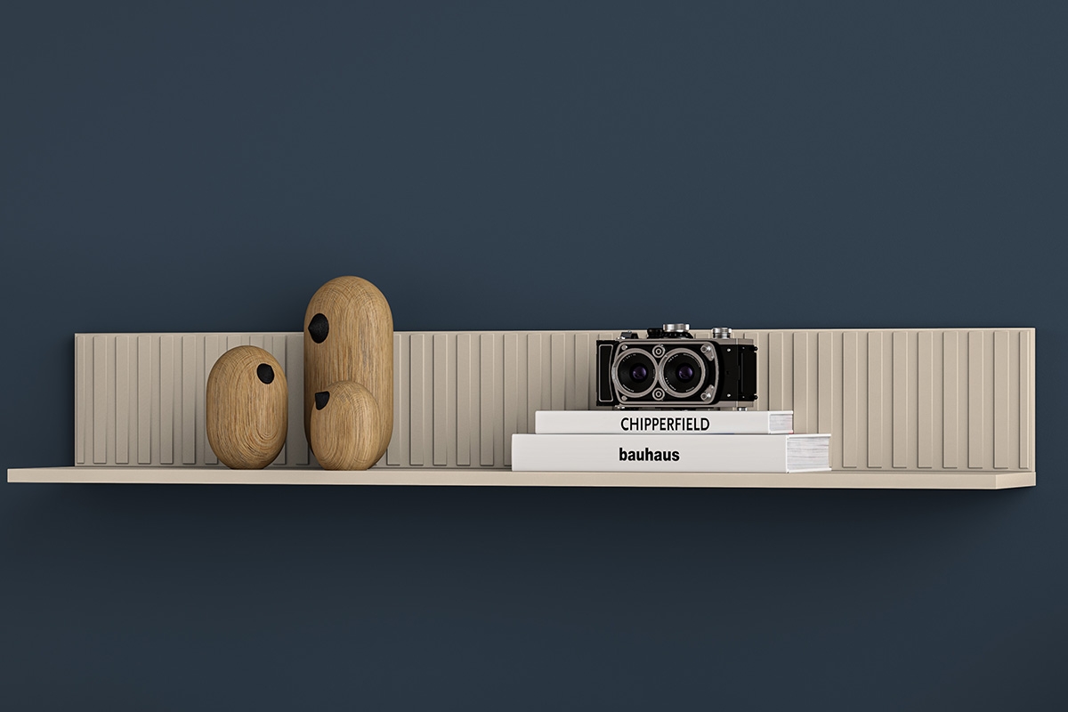 Polica závesná Jamuzi 120 cm - kašmír Polica závesná ryflowana