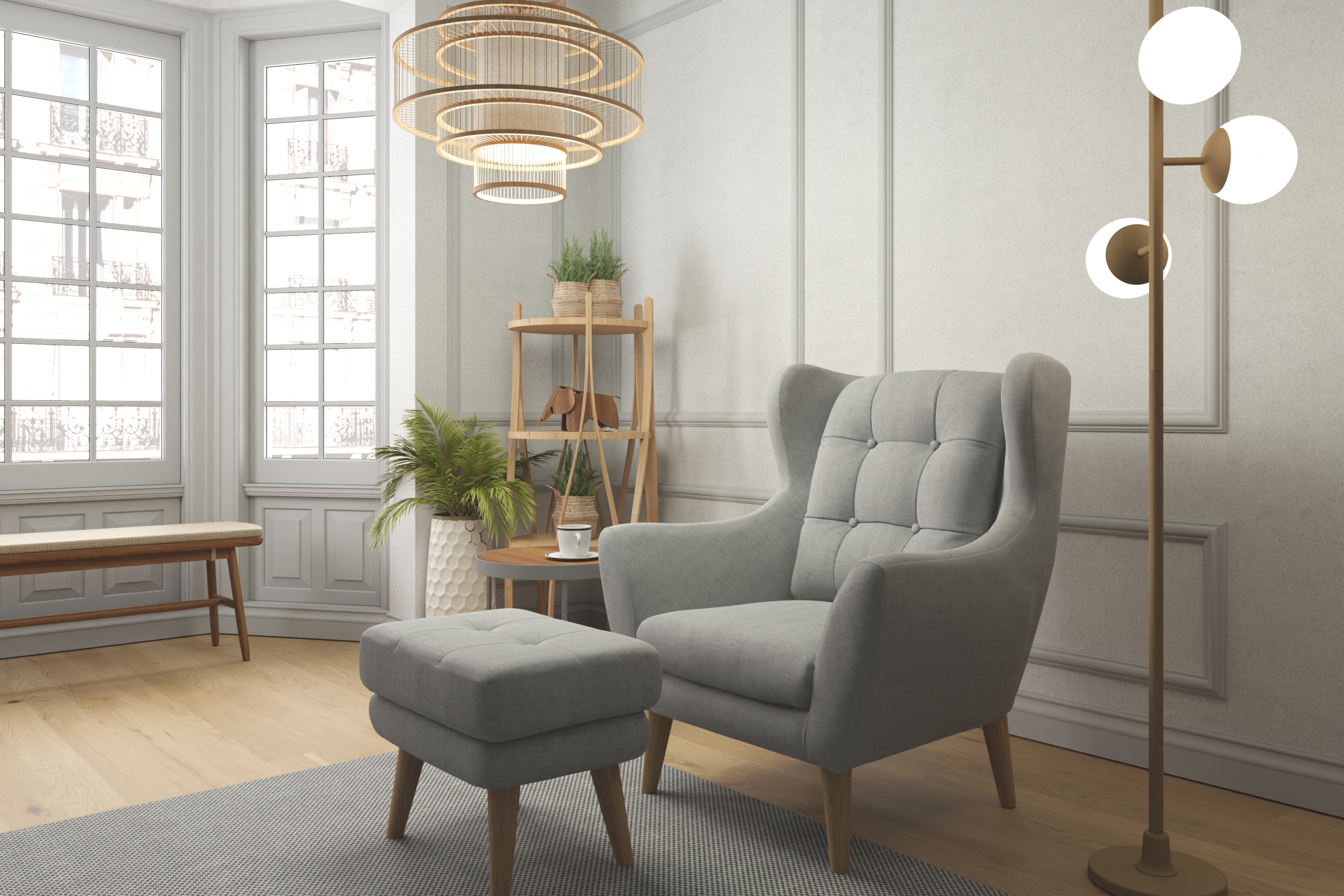 Podnožka Henry Taburet čalouněná Henry