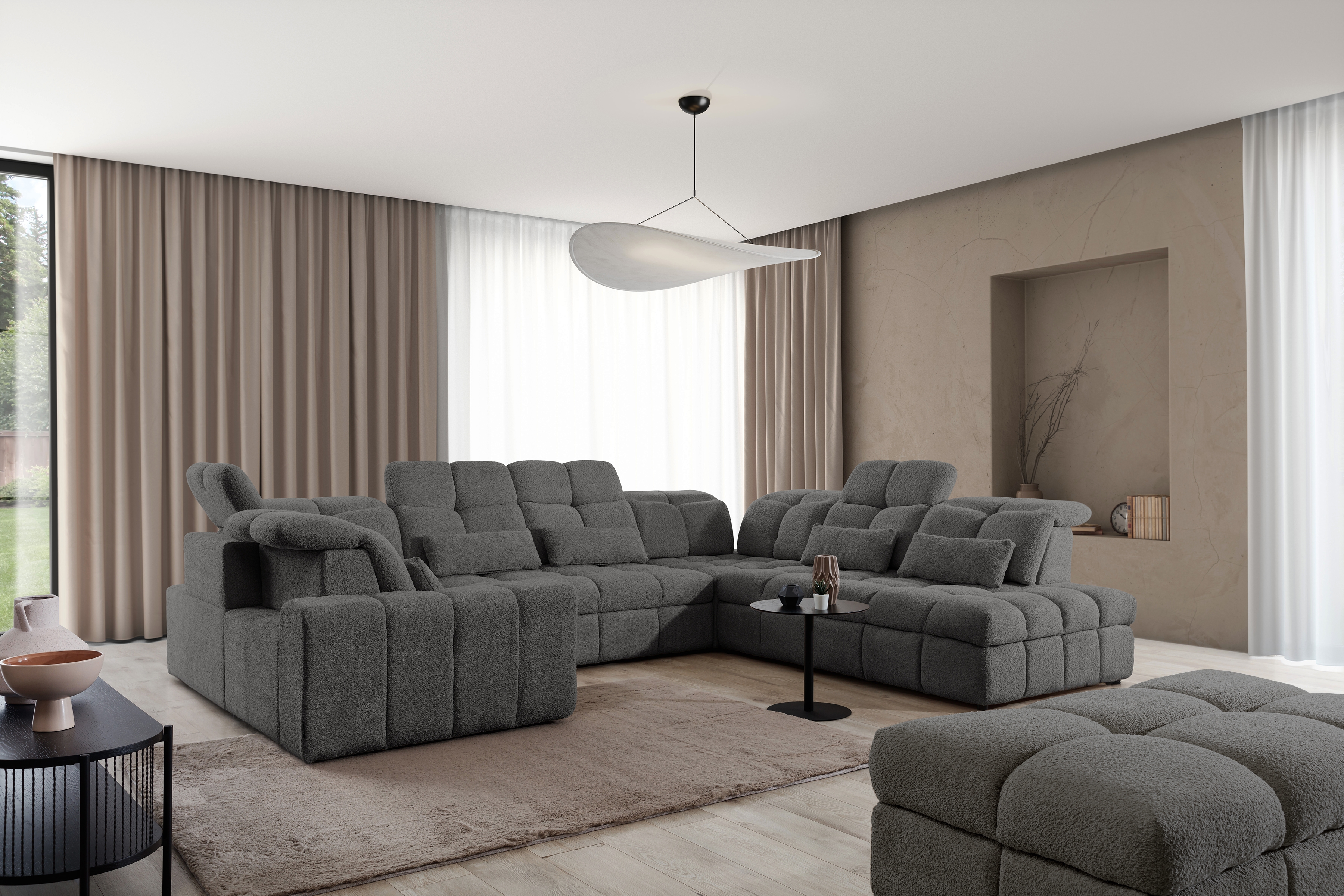 Čalúnený taburet Magnelio - sivá bouclé Catch Me 25 Taburet čalúnená Magnelio - šedá boucle Catch Me 25