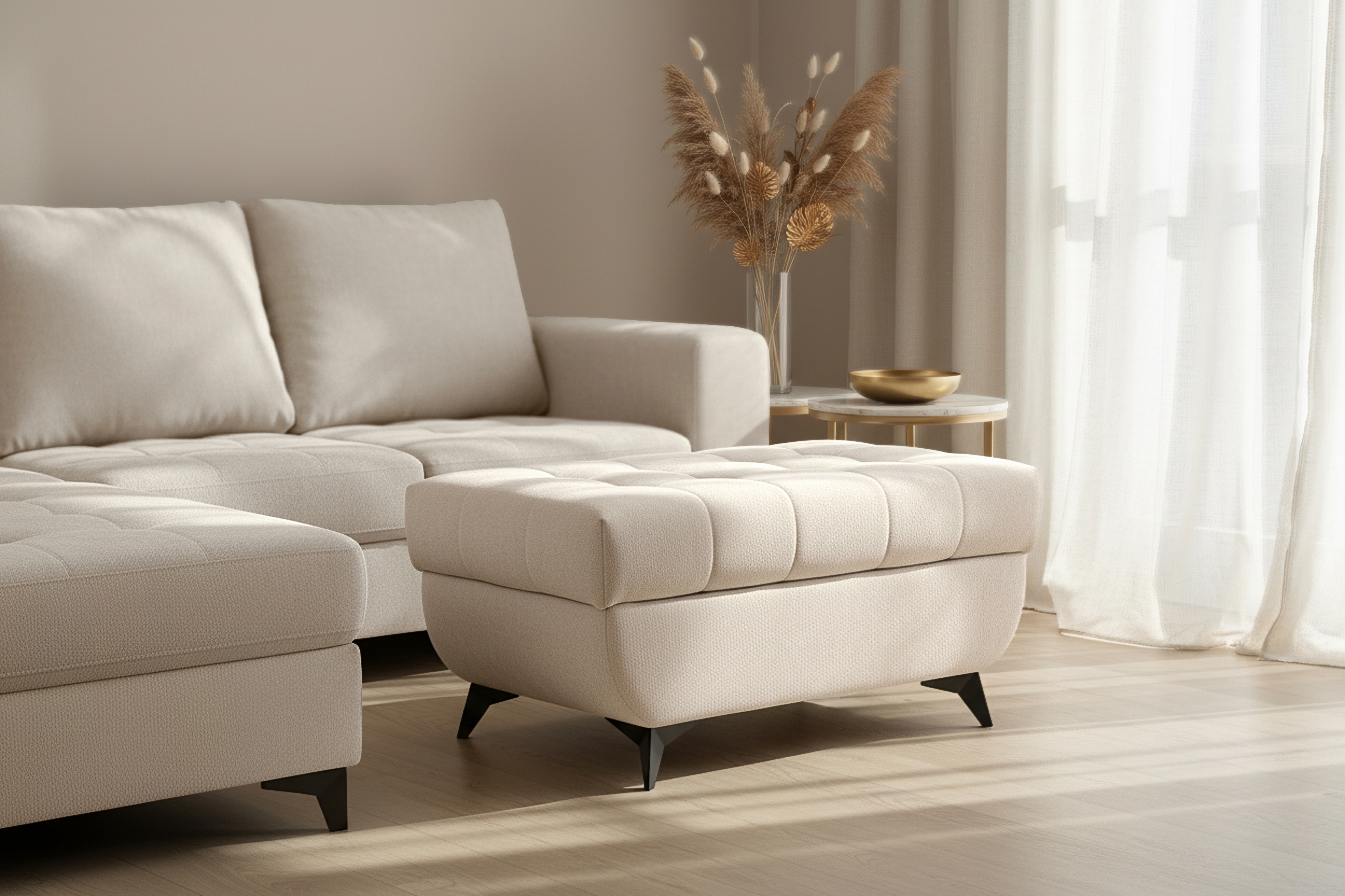 Taburet Dragonis s úložným prostorem - béžový žinylka Ditra New 20 Taburet čalouněná s úložným prostorem Dragonis - béžová šenil Ditra New 20