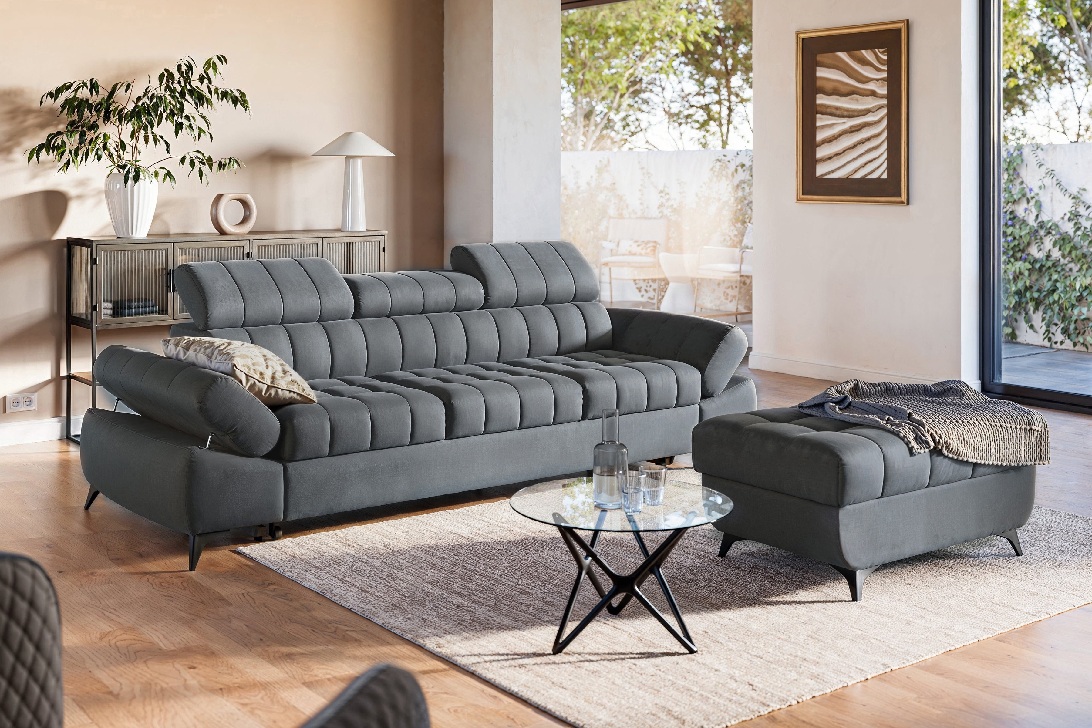 Taburet Valoris s vnútorným úložným priestorom - šedý ľahkočistiaci velúr Zetta 304 Taburet Valoris S vnútorným úložným priestorom- šedý zamat ľahkočistiaci Zetta 304