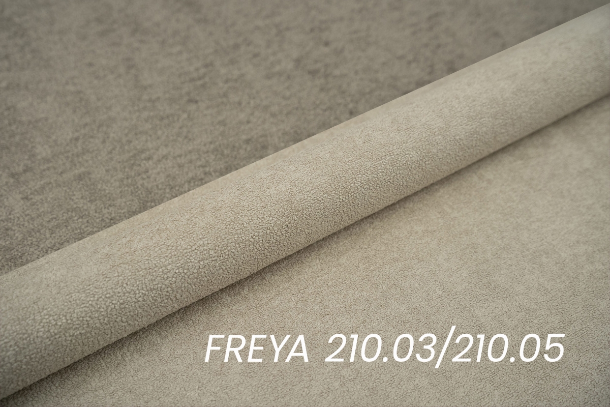 Taburetka Tulia Mini - béžová pletenina Freya 210-03 / Freya 210-05 - Koncovka série PufaTulia Mini - Béžová dzianina Freya 210-03 + Freya 210-05 