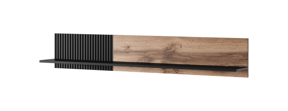 Závesná polica Tamazi - 150 cm - dub wotan / čierna RANDOM P-1 polica závesná Dub wotan/Čierny