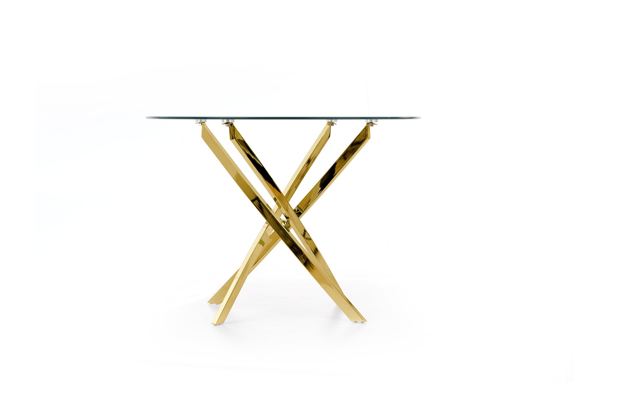 Okrúhly stôl Raymond 100 cm - priehľadné sklo / zlaté nohy raymond Stôl, Pracovná doska - Transparentný, Nohy - zlaté (2p=1szt)