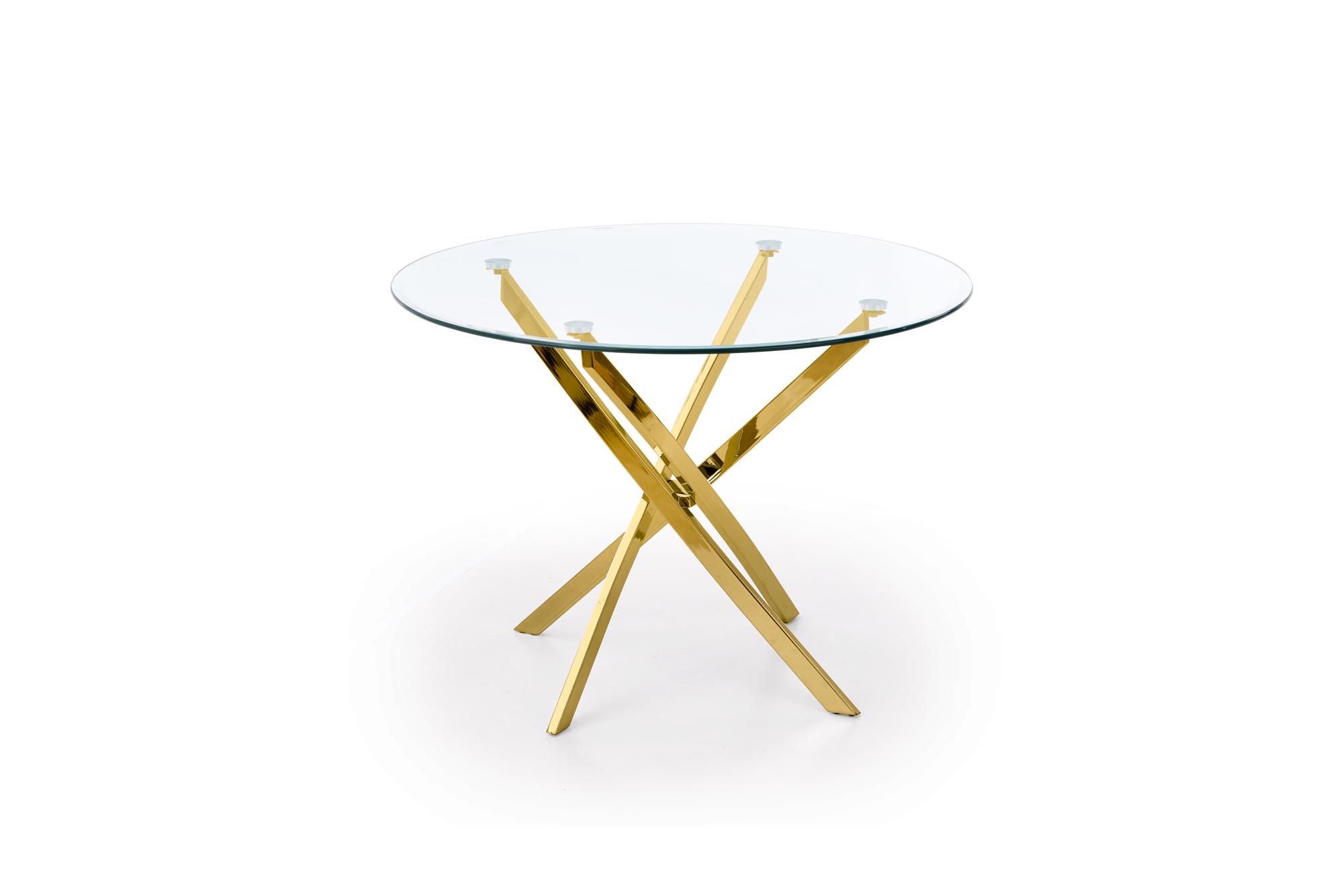 Okrúhly stôl Raymond 100 cm - priehľadné sklo / zlaté nohy raymond Stôl, Pracovná doska - Transparentný, Nohy - zlaté (2p=1szt)