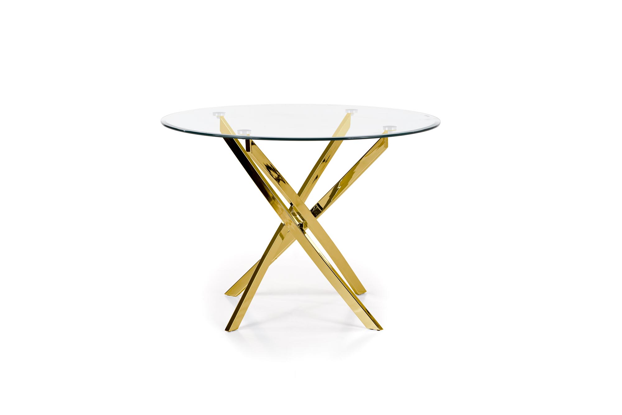 Kulatý stůl Raymond 100 cm - transparentní / zlaté nohy raymond stůl, Deska - transparentní, Nohy - Žlutý (2p=1szt)