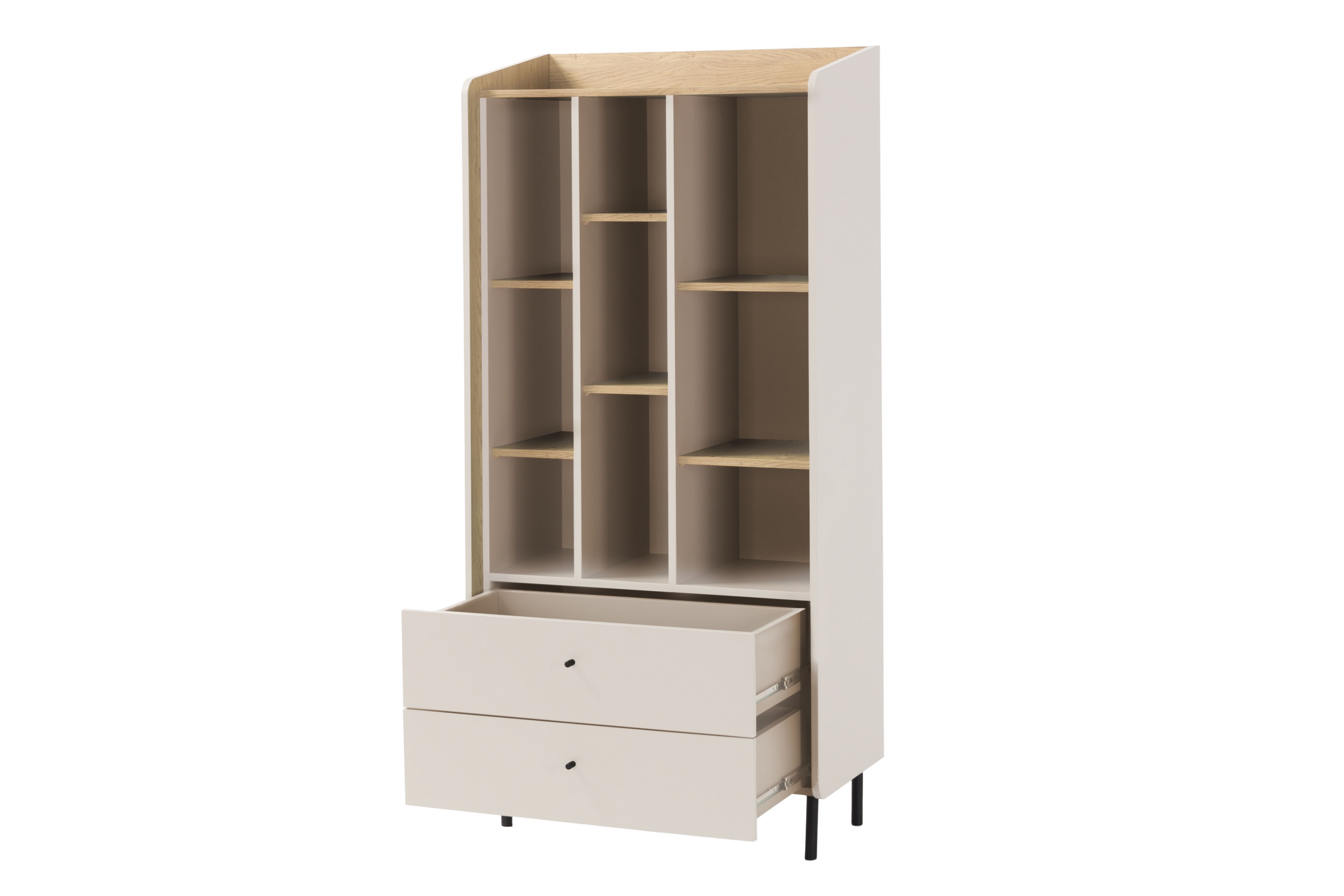 Regál Alessio 80 cm se zásuvkami - béžová Pískový / dub olejowany Regál Alessio 6 se zásuvkami 80 cm - béžová Pískový / dub olejowany