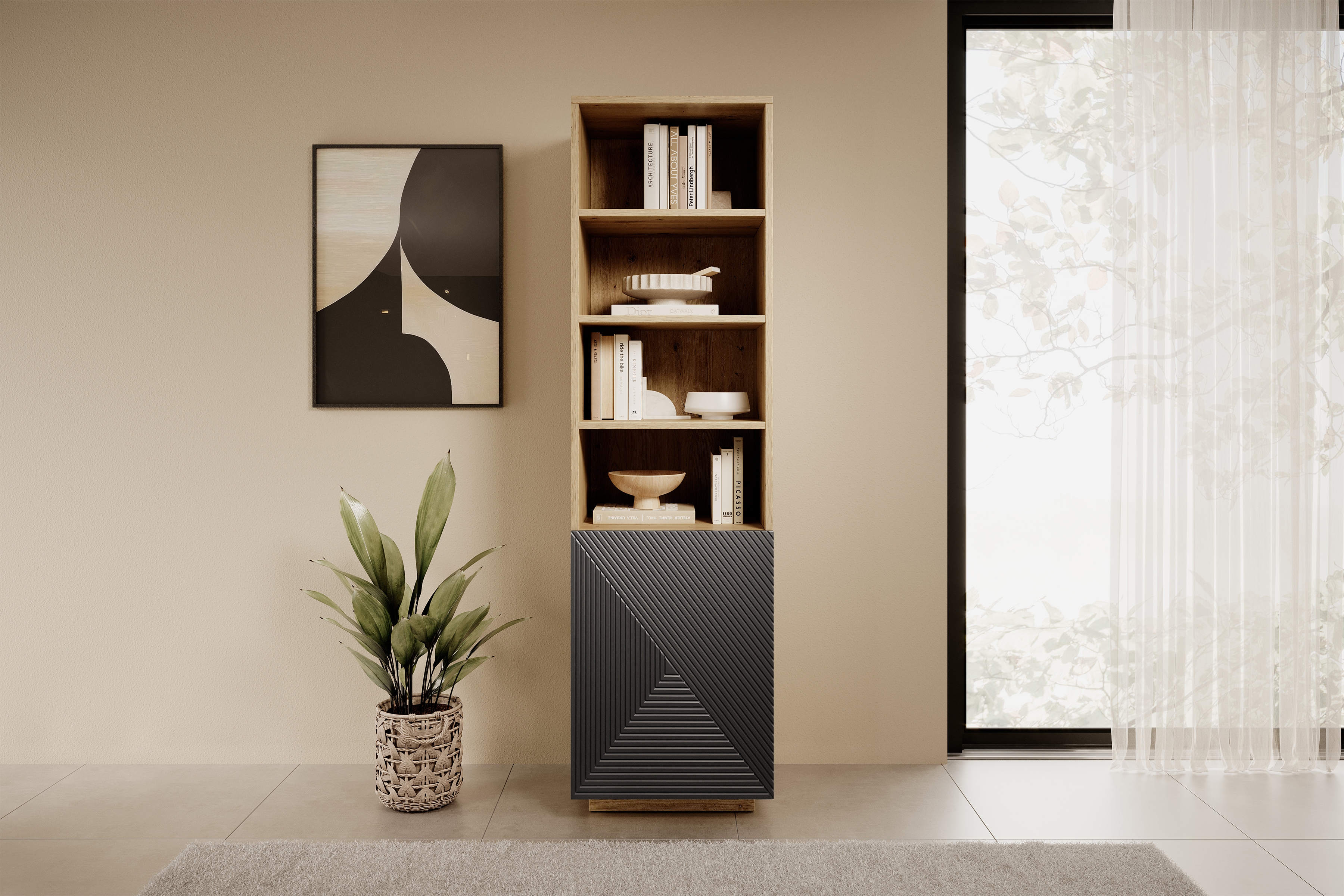 Regál Asha 50 cm - artisan / rivier stone mat Regál Asha 50 cm s frézovaným frontom - artisan / rivier stone mat