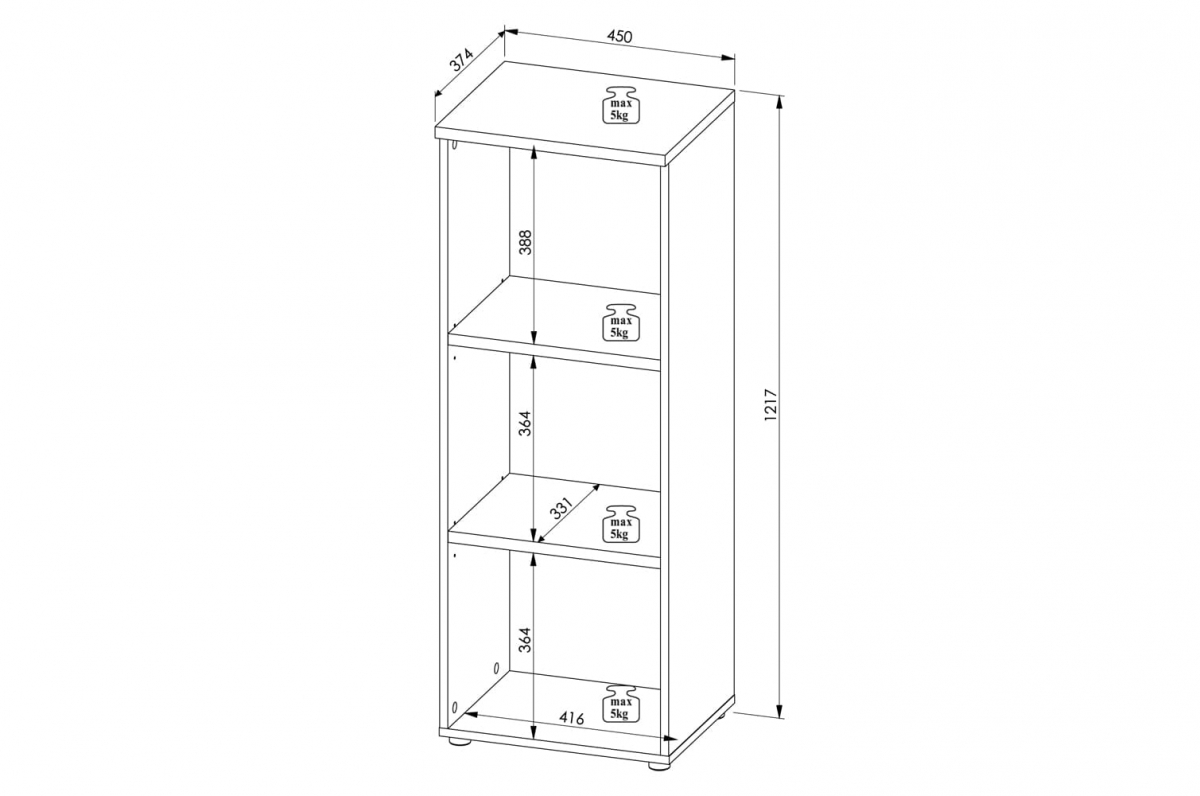 Regál Brego 45 cm nízký - dub artisan / grafitová Regál Brego niski 45 cm - dub artisan/grafit