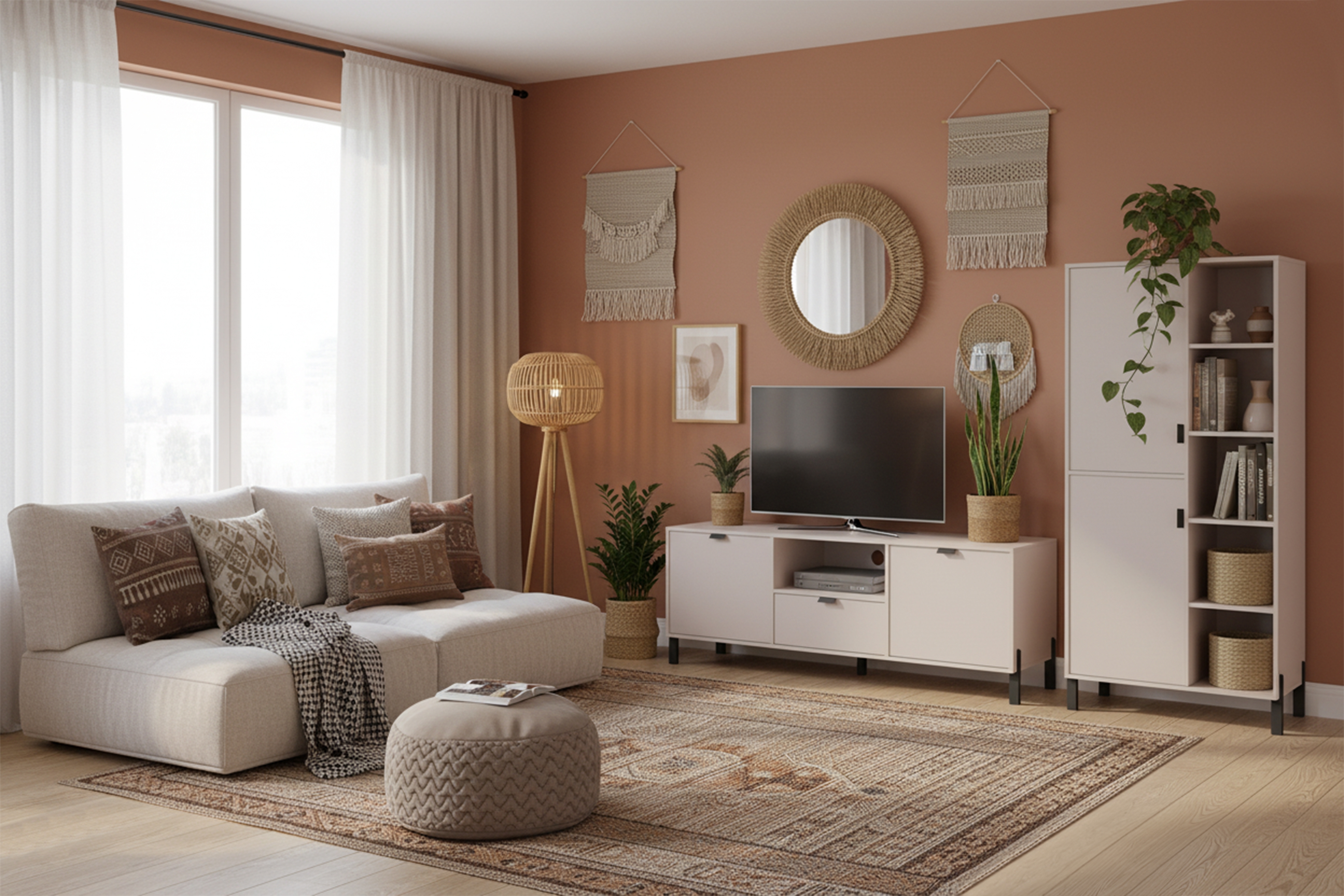 Regál Cremona 80 cm z szafkami - Béžová Pieskový  Regál Cremona 80 cm z szafkami pravá strana - Béžová Pieskový 