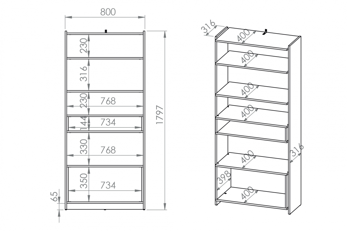 Regál Danli 80 cm - dub artisan / černá Regál Danli 04 - 80 cm - Dub artisan / Černý