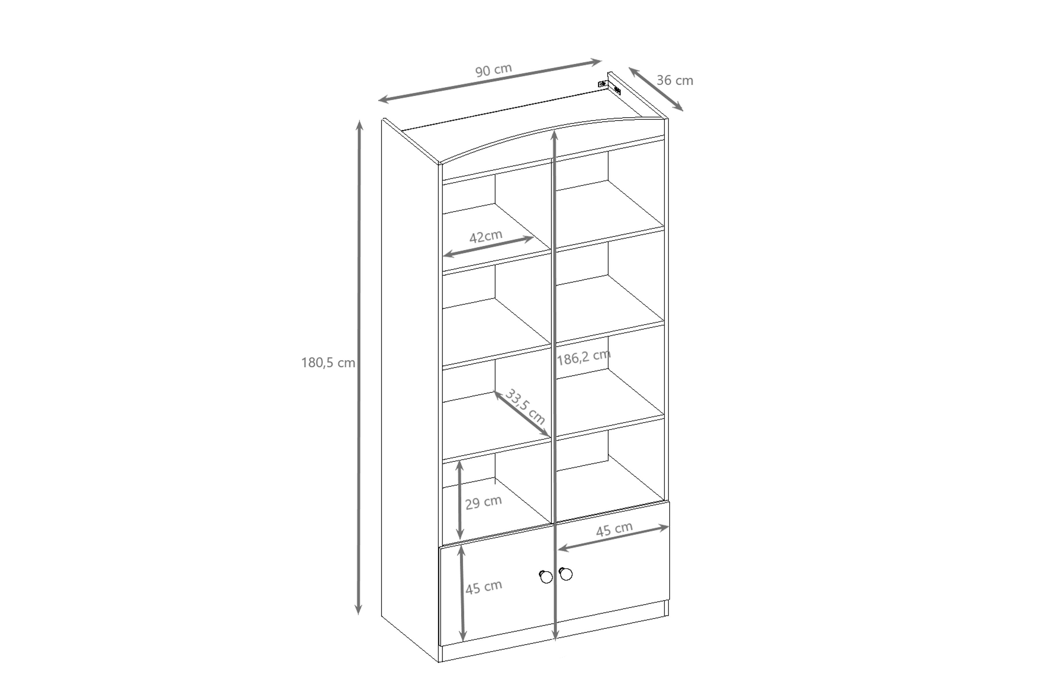 Detský regál Bonzo 90 cm - biela Regál Detský Bonzo 90 cm - Biely