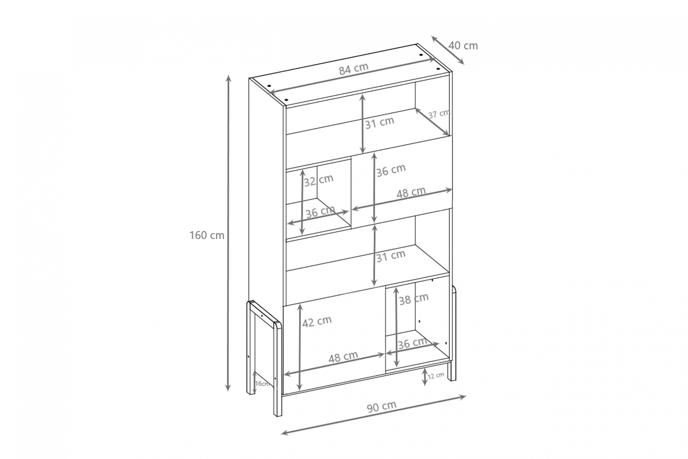 Detský regál Silia 90 cm - alpská biela / dub Regál Detský Silia 90 cm - Biela alpejska / Dub