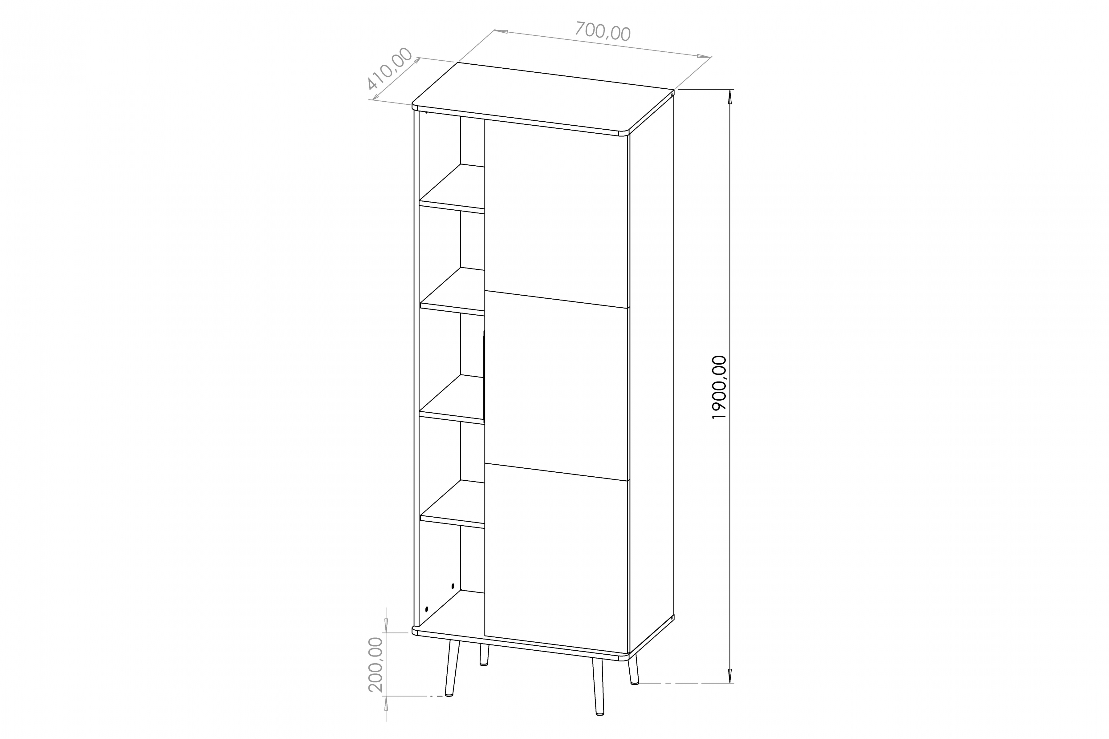 Regál Eterio 70 cm - captains deck / černý grafit Regál Eterio 70 cm - captains deck / černá grafit