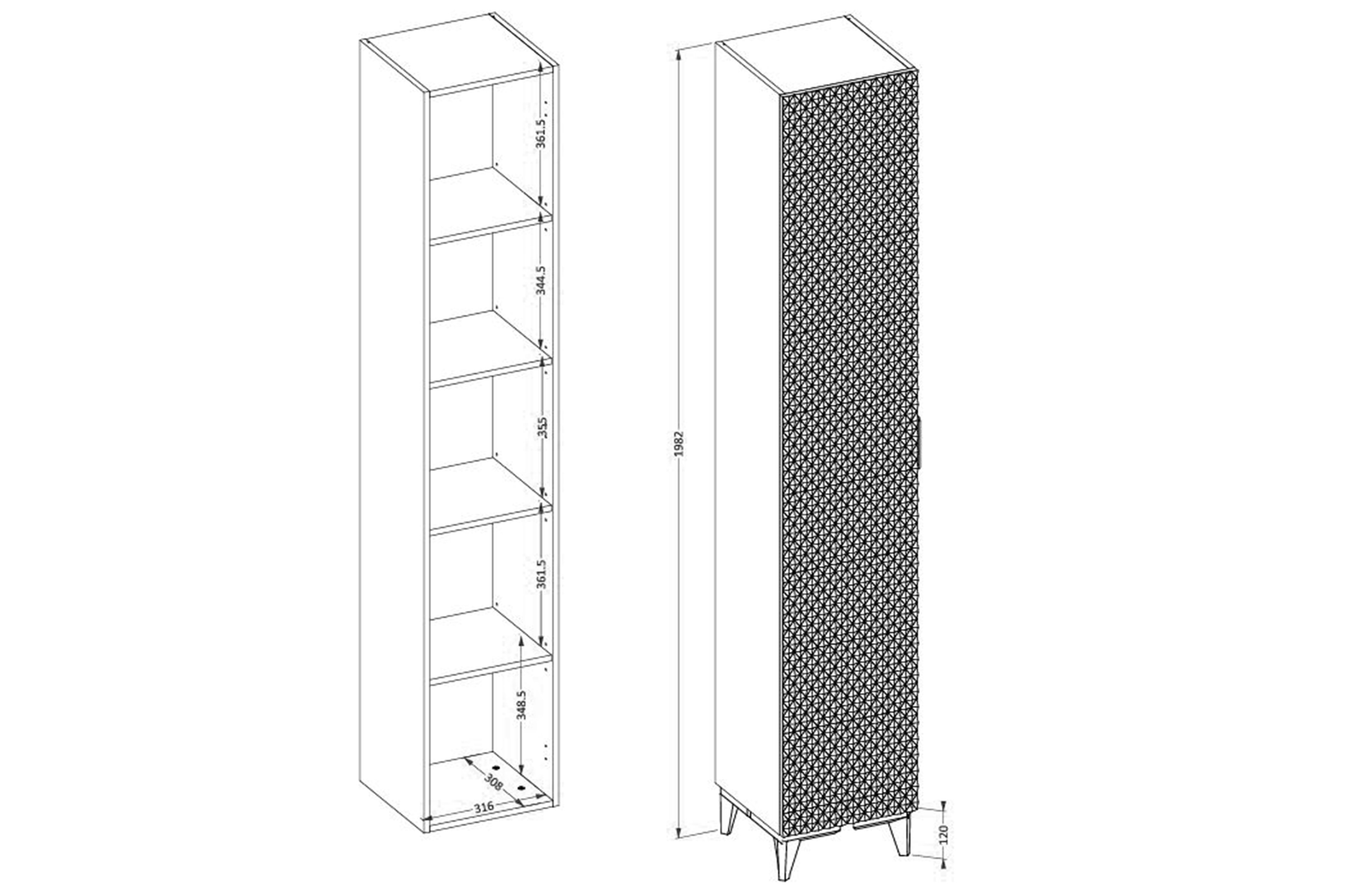 Koupelnový regál Laura 35 cm - bílá / bílý pyramidický mat Regál lazienkowy Laura 35 cm - bílá / bílá mat piramidki