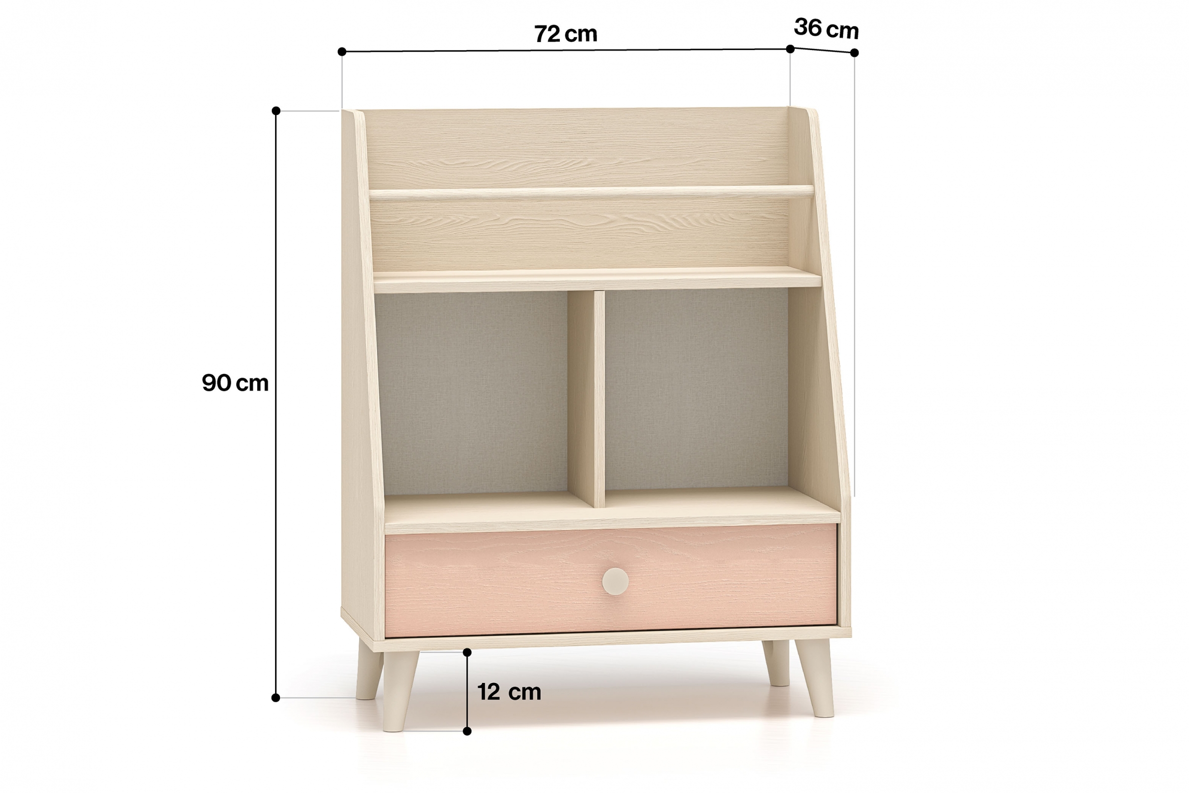 Dětský regál Marla 72 cm - pouštní písek / růžová Regál Marla 72 cm - piasek pustyni / millenial pink