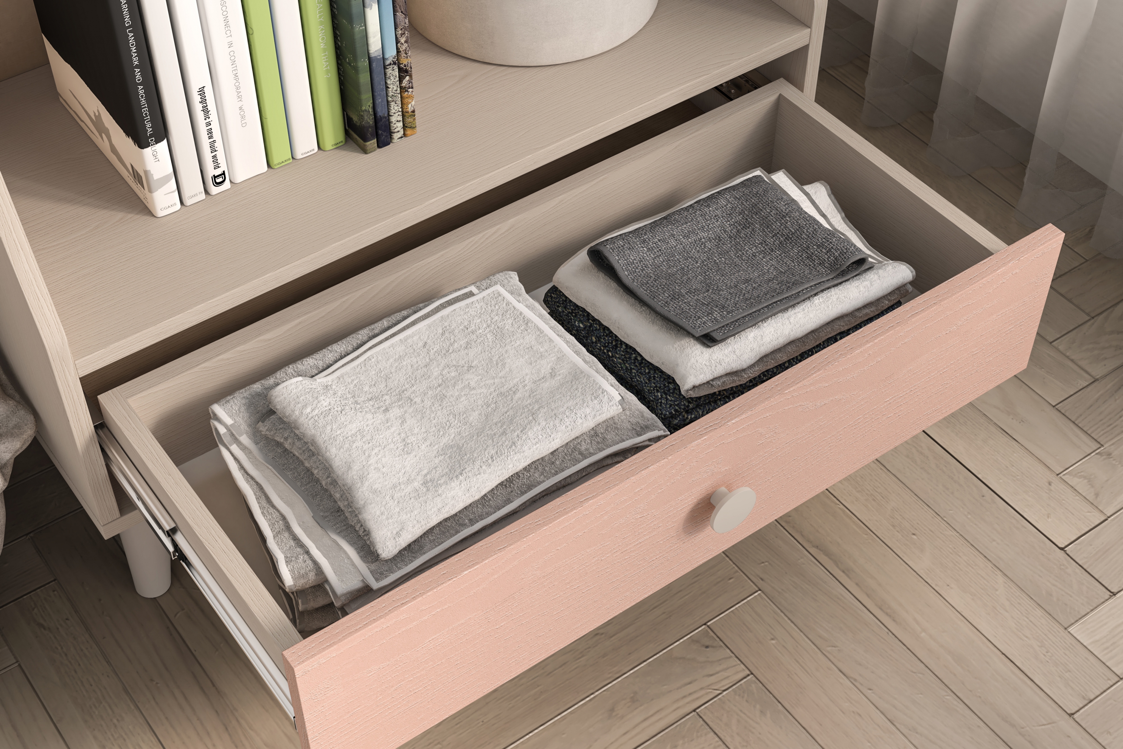 Dětský regál Marla 72 cm - pouštní písek / růžová Regál Marla 72 cm - piasek pustyni / millenial pink