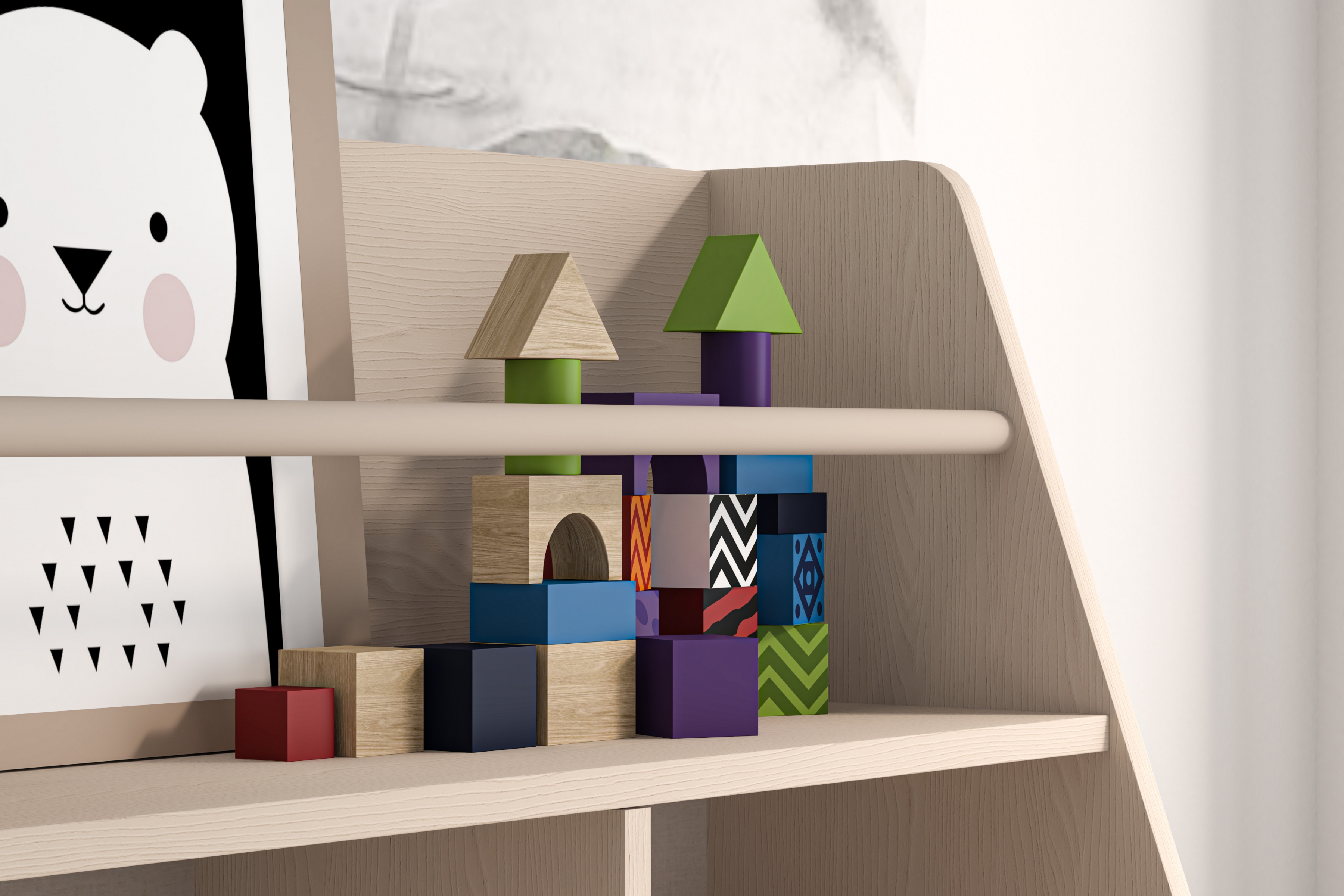 Dětský regál Marla 72 cm - pouštní písek / růžová Regál Marla 72 cm - piasek pustyni / millenial pink