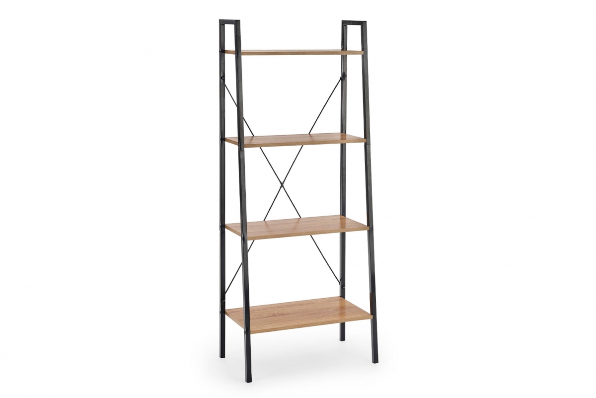 Kovový regál Narvik 60 cm - čierny / dub sonoma Regál metalowy Pelio 60 cm - čierny / dub sonoma