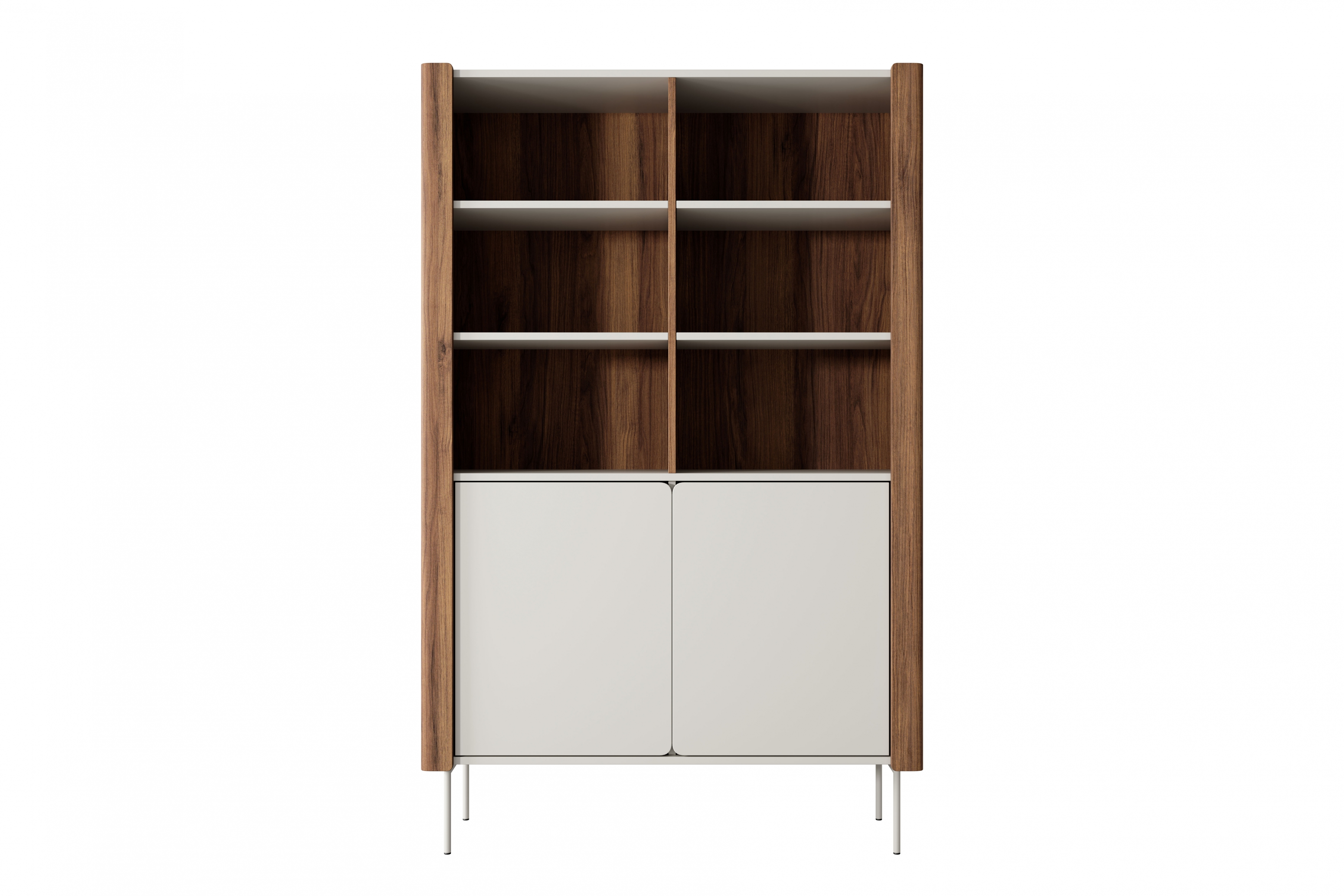 Vitrína Pelavo 105 cm - kašmír / ořech warmia Regál na ksiazki Pelavo 105 cm - kašmír / ořech warmia