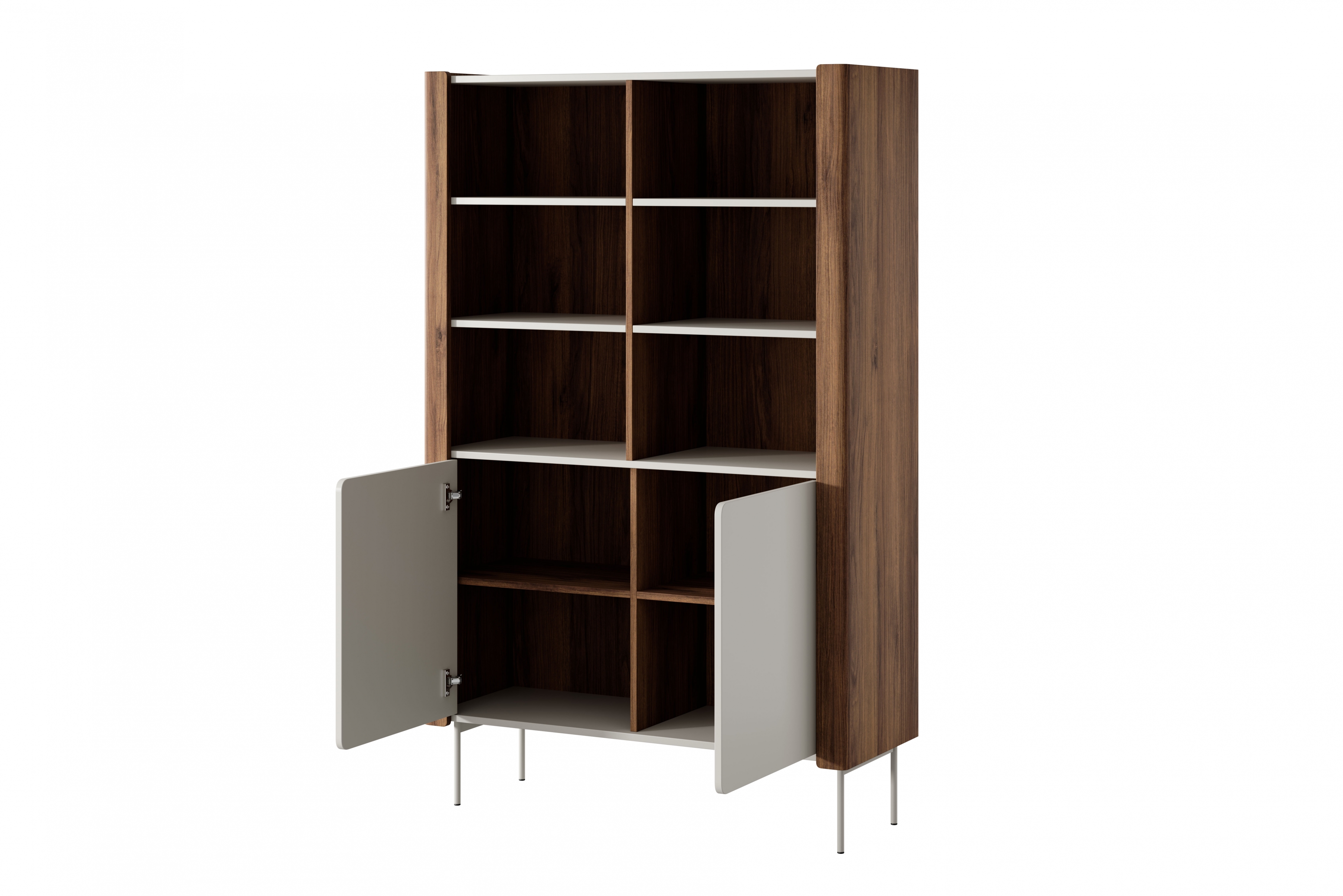 Vitrína Pelavo 105 cm - kašmír / ořech warmia Regál na ksiazki Pelavo 105 cm - kašmír / ořech warmia