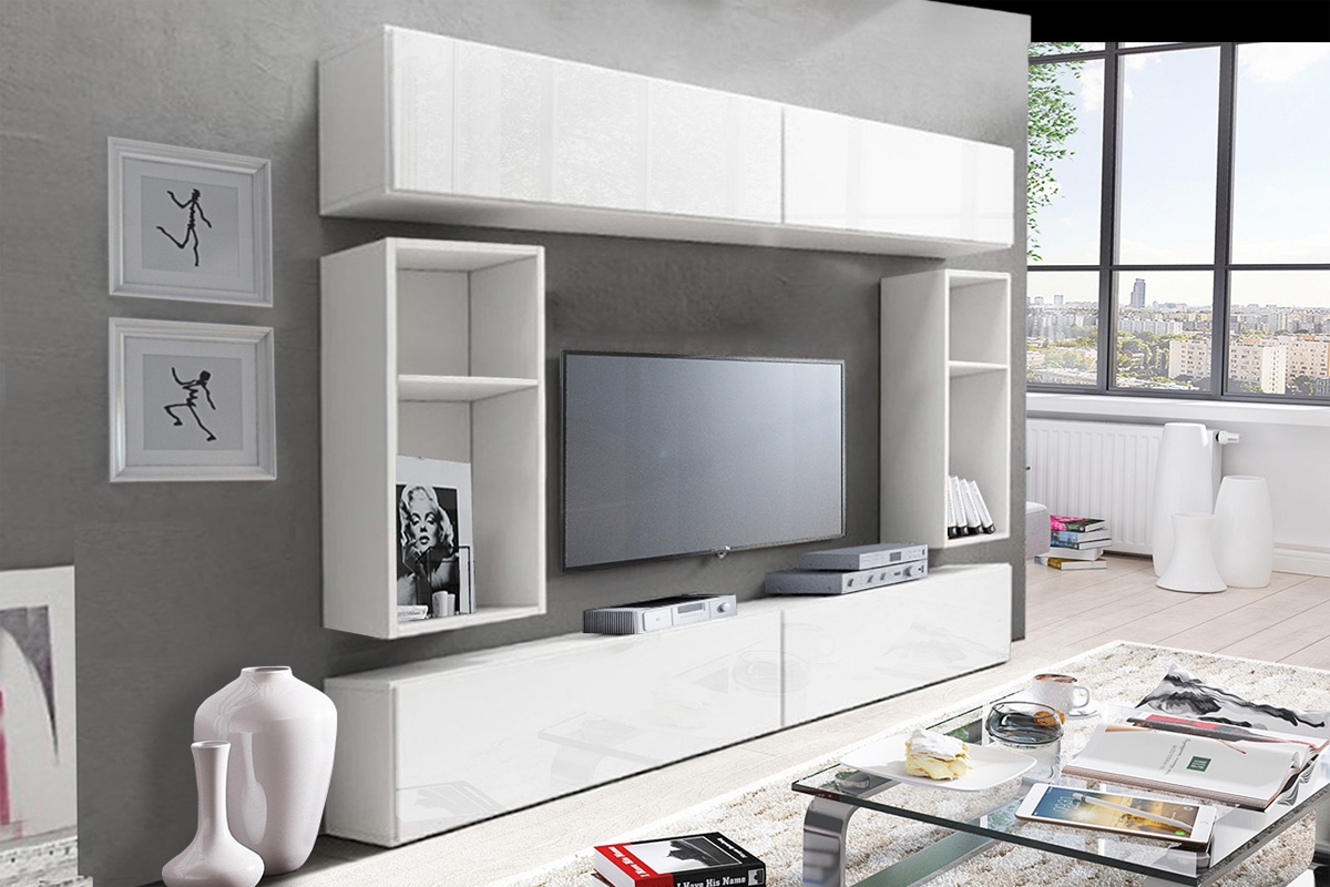 Regál závesný vertikálny Combo 7 - biely Obývacia stena Nábytok bogart 