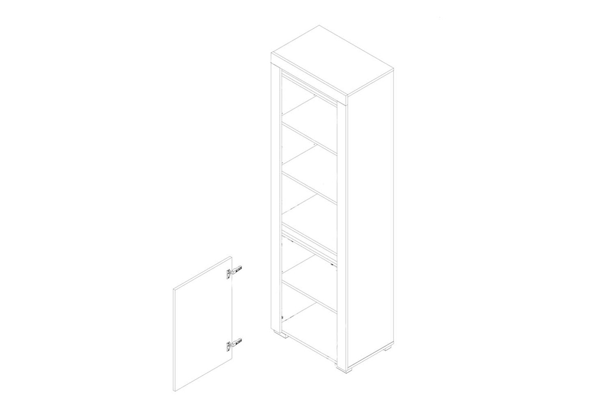 Vysoký jednodveřový regál Arizona RRR-1 - dub artisan / antracitová Jednodveřový regál s osvětlením