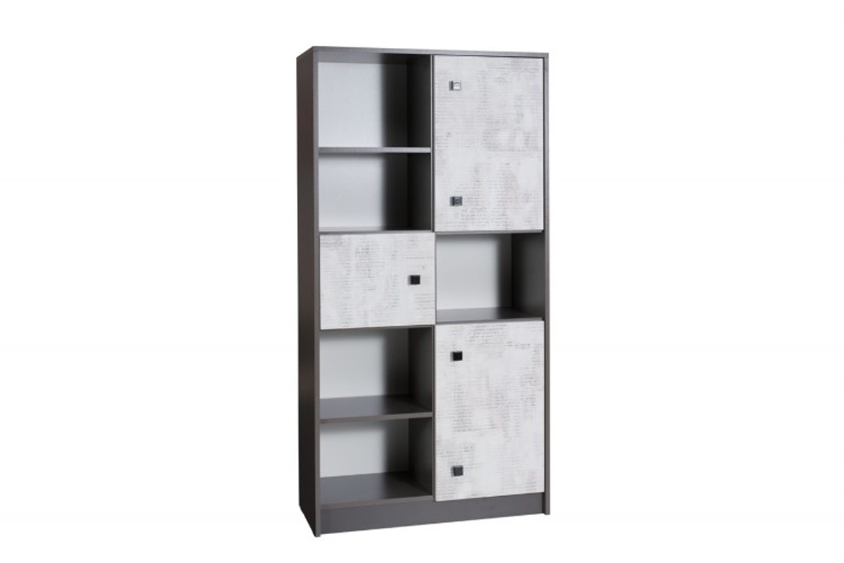 Regál s uzamykateľnými skrinkami David 07 Grafit/Enigma Regál z skrinkami