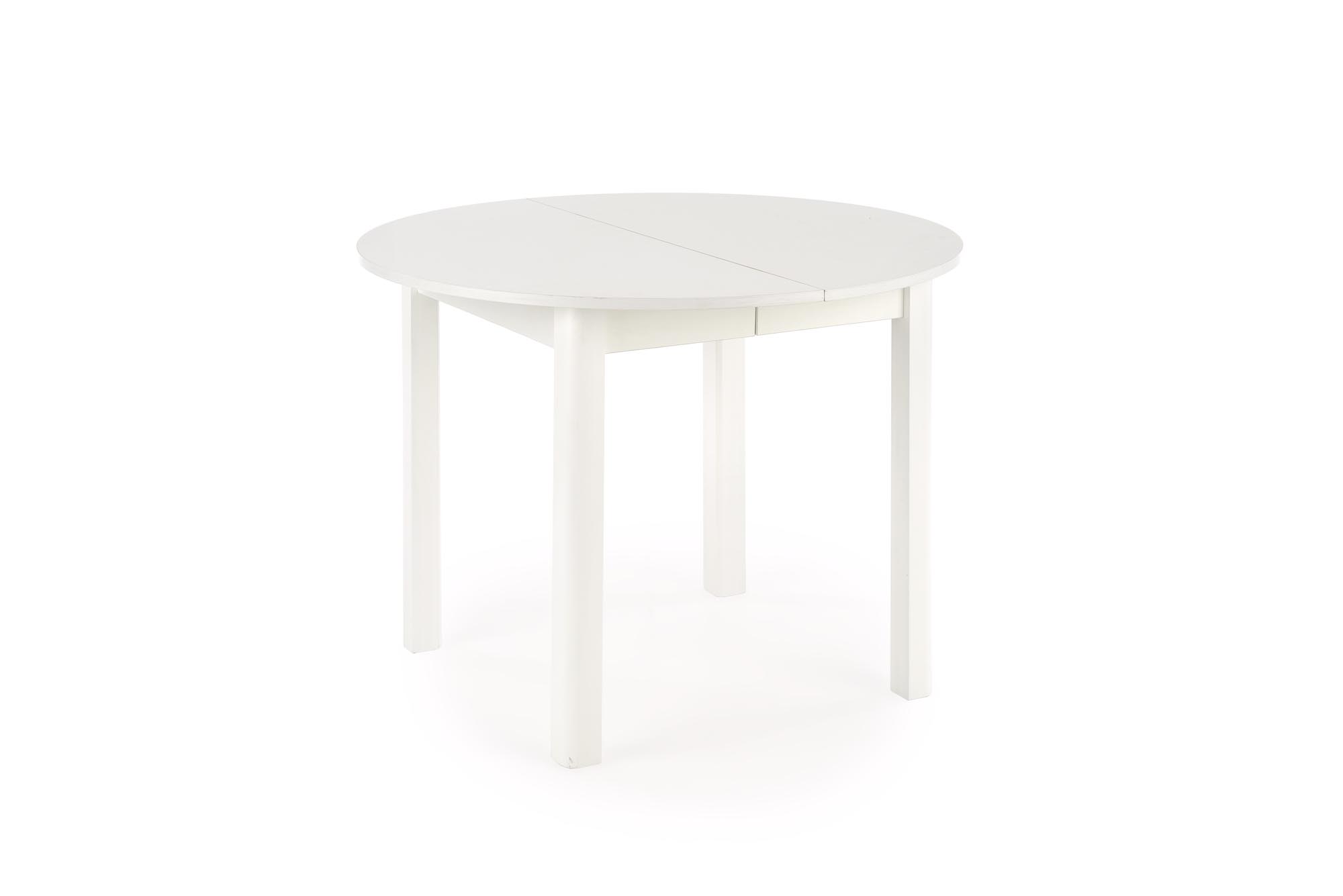 Okrúhly rozkladací stôl RINGO 102-142x102 cm - biela ringo stôl Farba - Biely (102-142x102x76 cm)