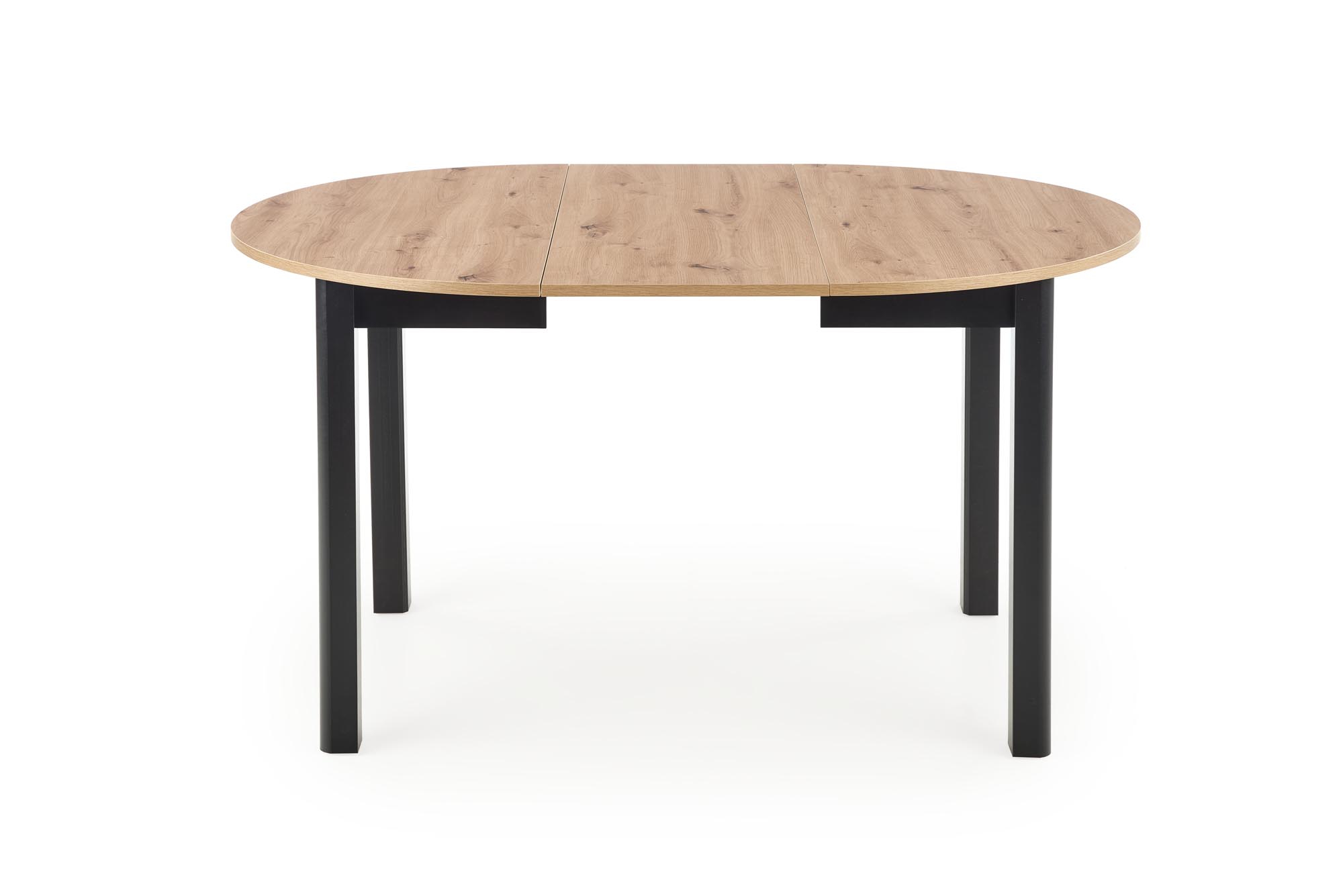 Okrúhly rozkladací stôl RINGO 102-142x102 cm - dub artisan / čierne nohy ringo Stôl Farba Pracovná doska Dub artisan, Nohy - Čierny 