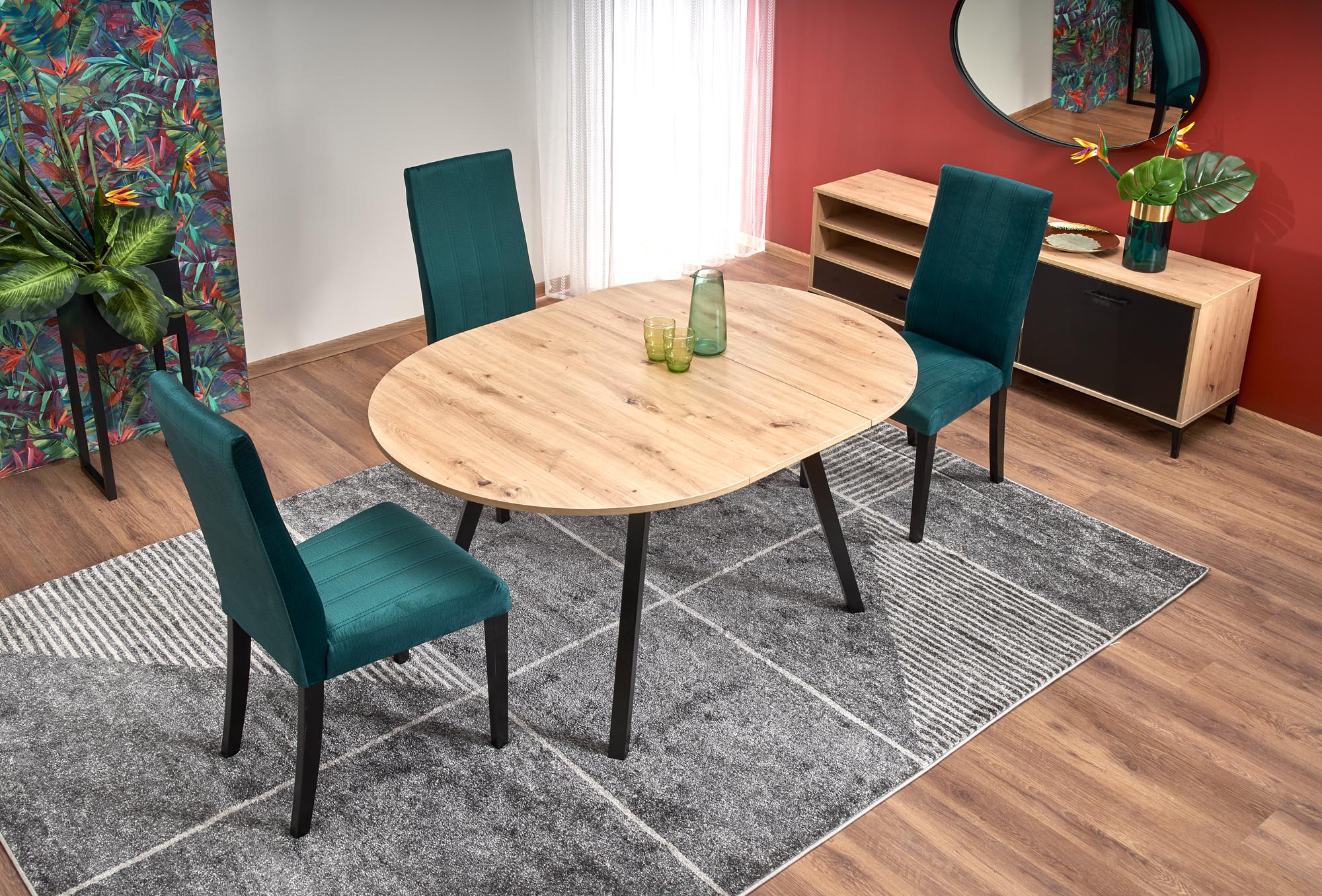 RUBEN asztal, asztallap színe - kézműves tölgy, lábak - fekete ruben stůl Barva Deska - Dub artisan, Nohy - Fekete