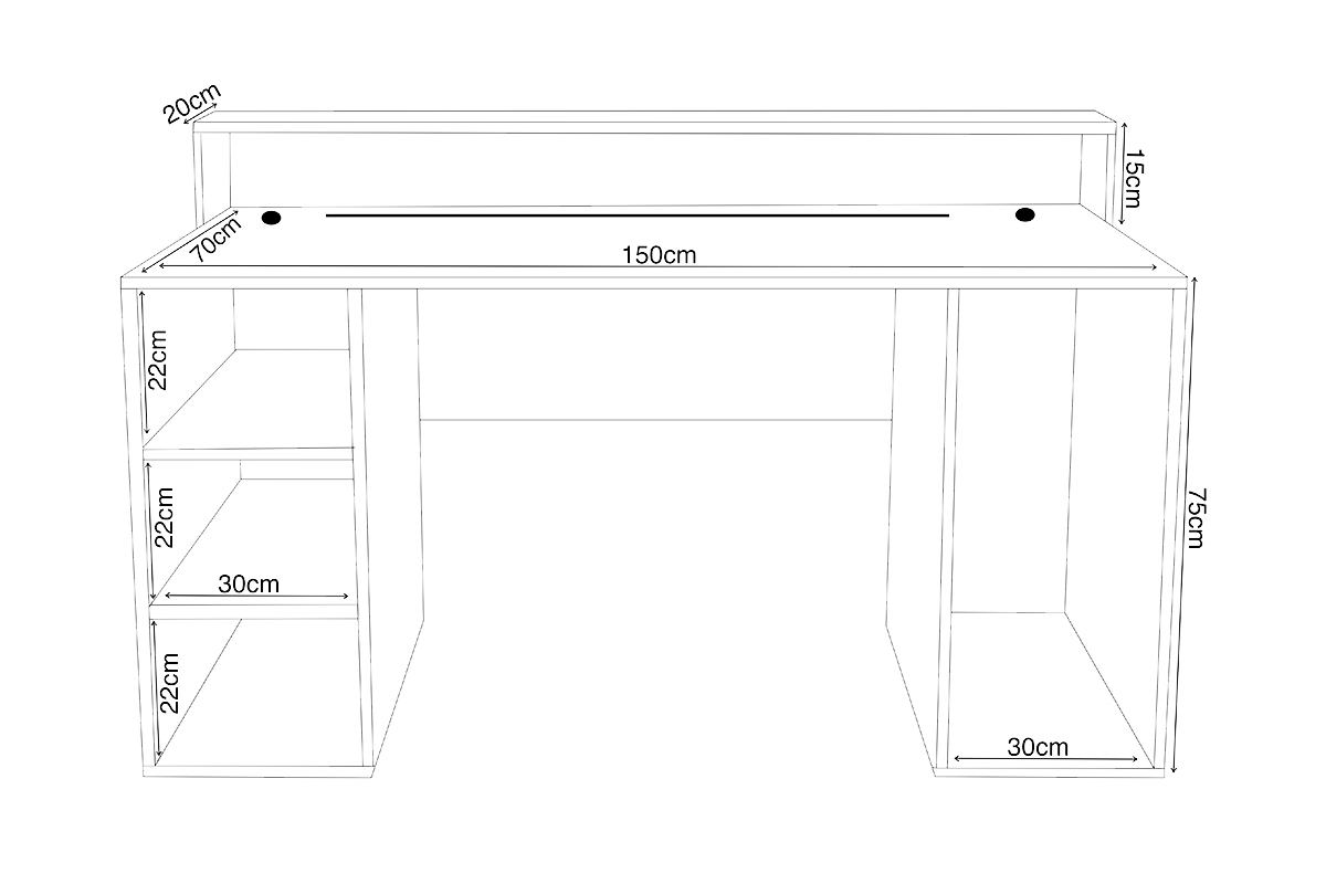 Herní psací stůl Demin s policemi - černý psací stůl gamingowe Demin z policemi - Černý 