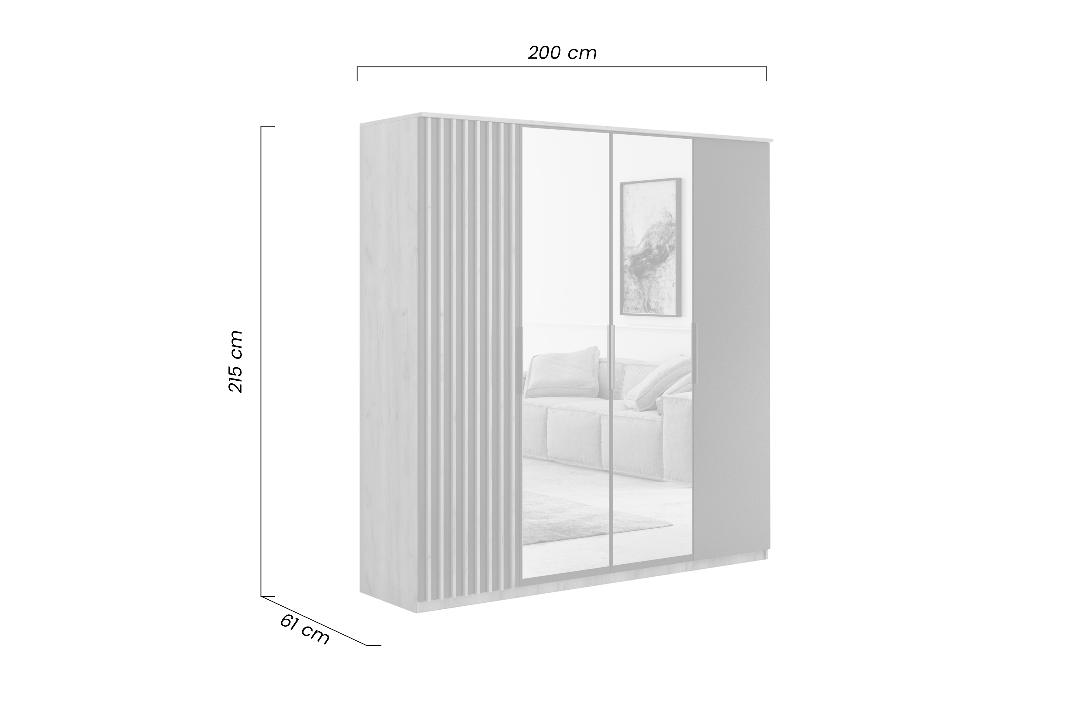 Skriňa Zonzi z lamelami 200 cm - Dub craft/Čierny Safa sklopná Zonzi z lamelami 200 cm - Dub craft/Čierny