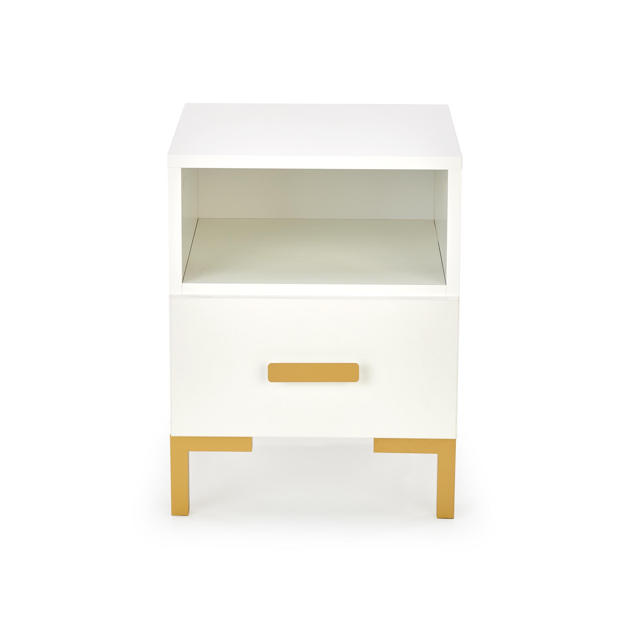 Nočný stolík SILVIA 40 cm - biela / zlatá silvia Nočný stolík, Biely - zlaté